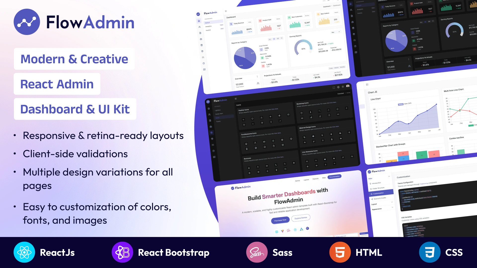 FlowAdmin - Modern React Admin Template with Bootstrap
