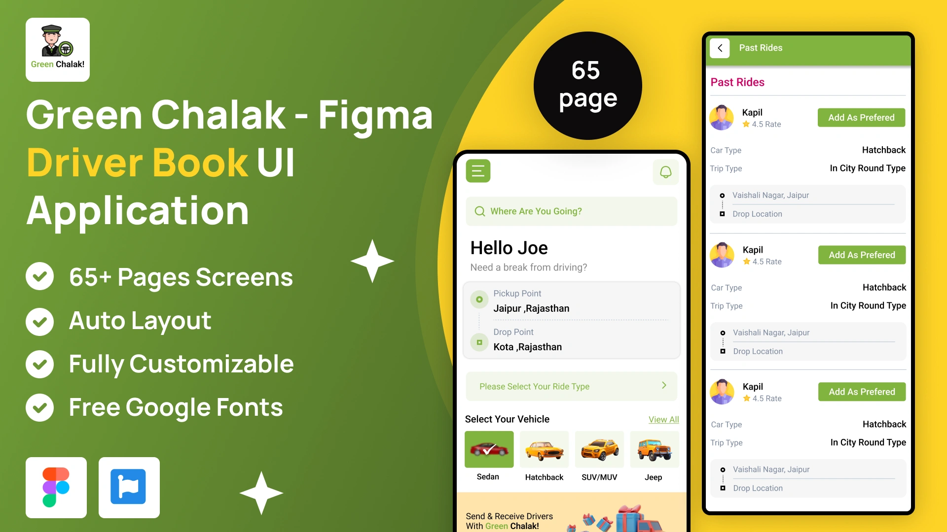 Green Chalak - Figma Driver Book UI Application