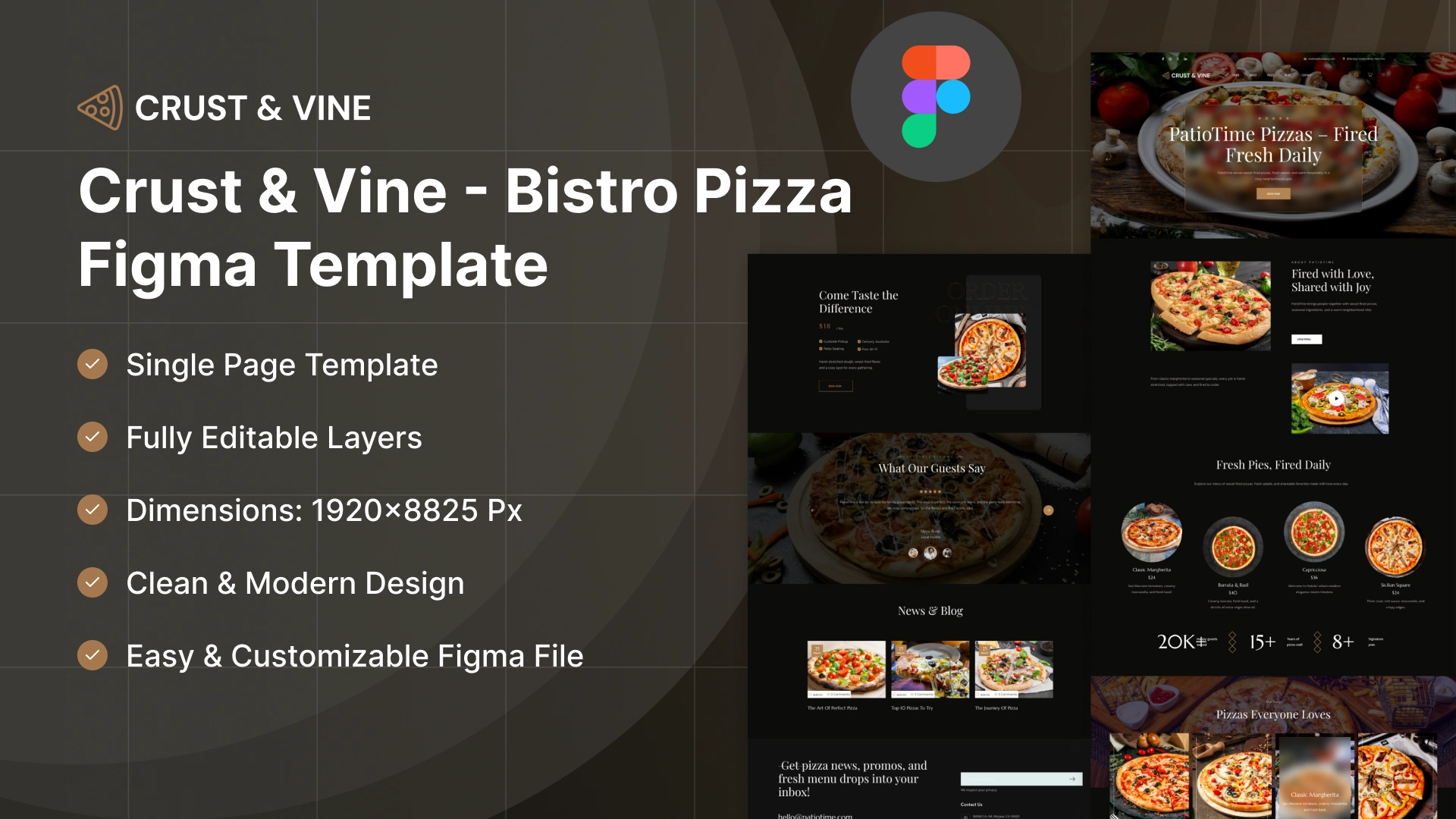 Crust & Vine - Bistro & Pizza Restaurant Figma Template