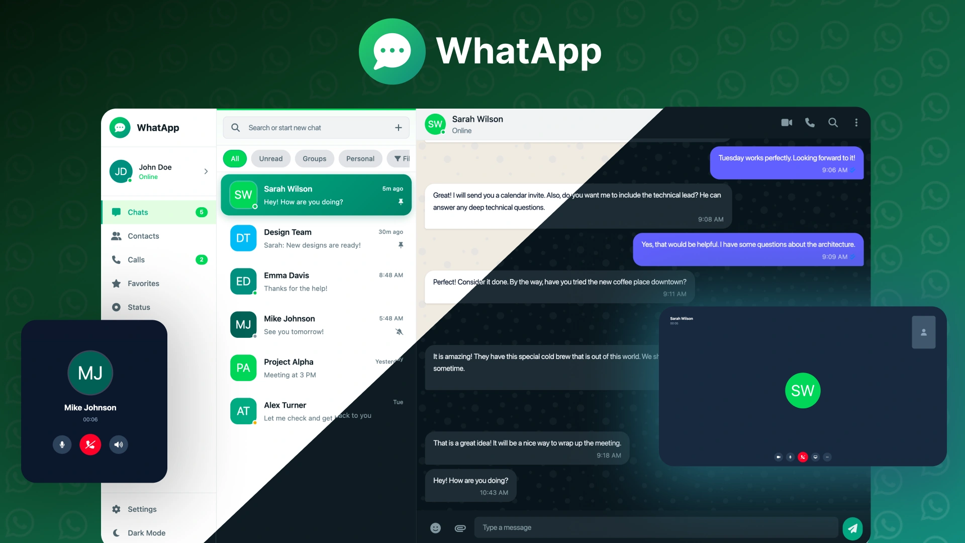WhatApp - Modern Messaging Web Application HTML Template