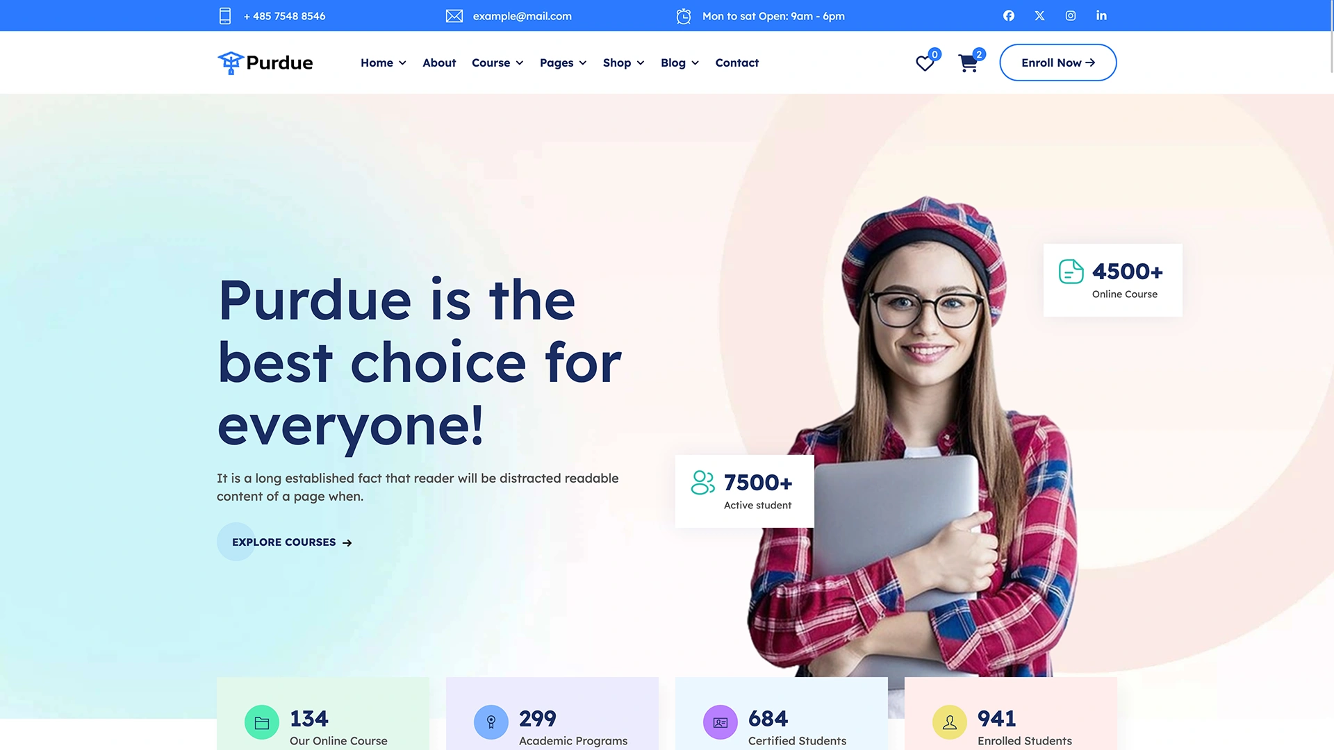 Purdue - Education & Online Course HTML Template