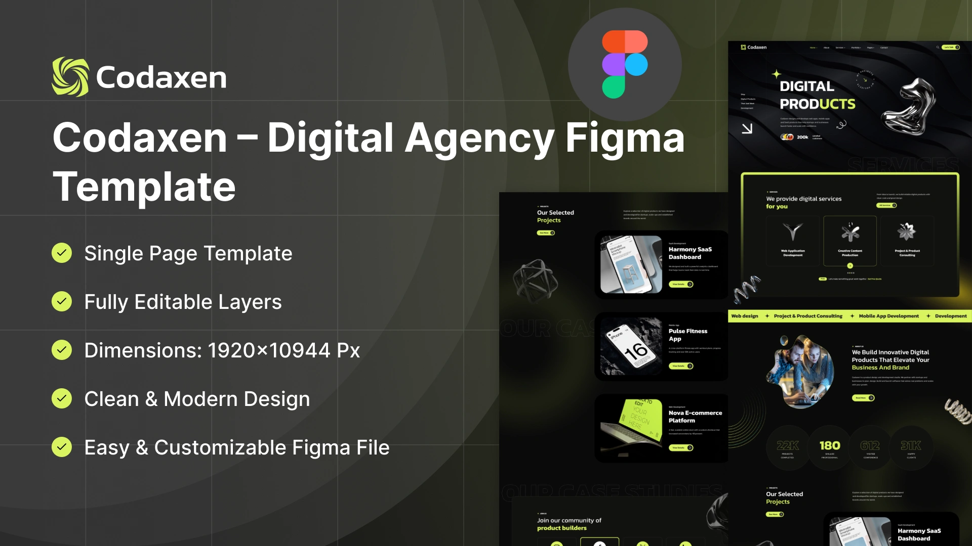 Codaxen - Digital Agency & Product Design Figma Template