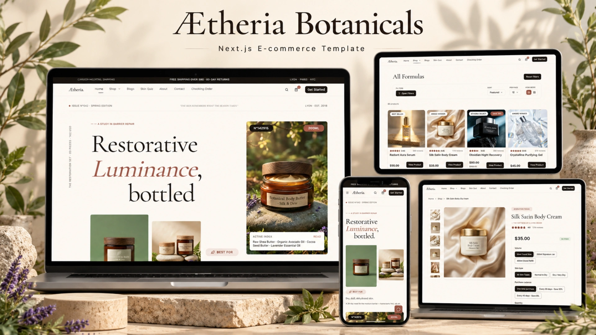 Aetheria Botanicals - Skincare & Beauty Next.js Storefront Template