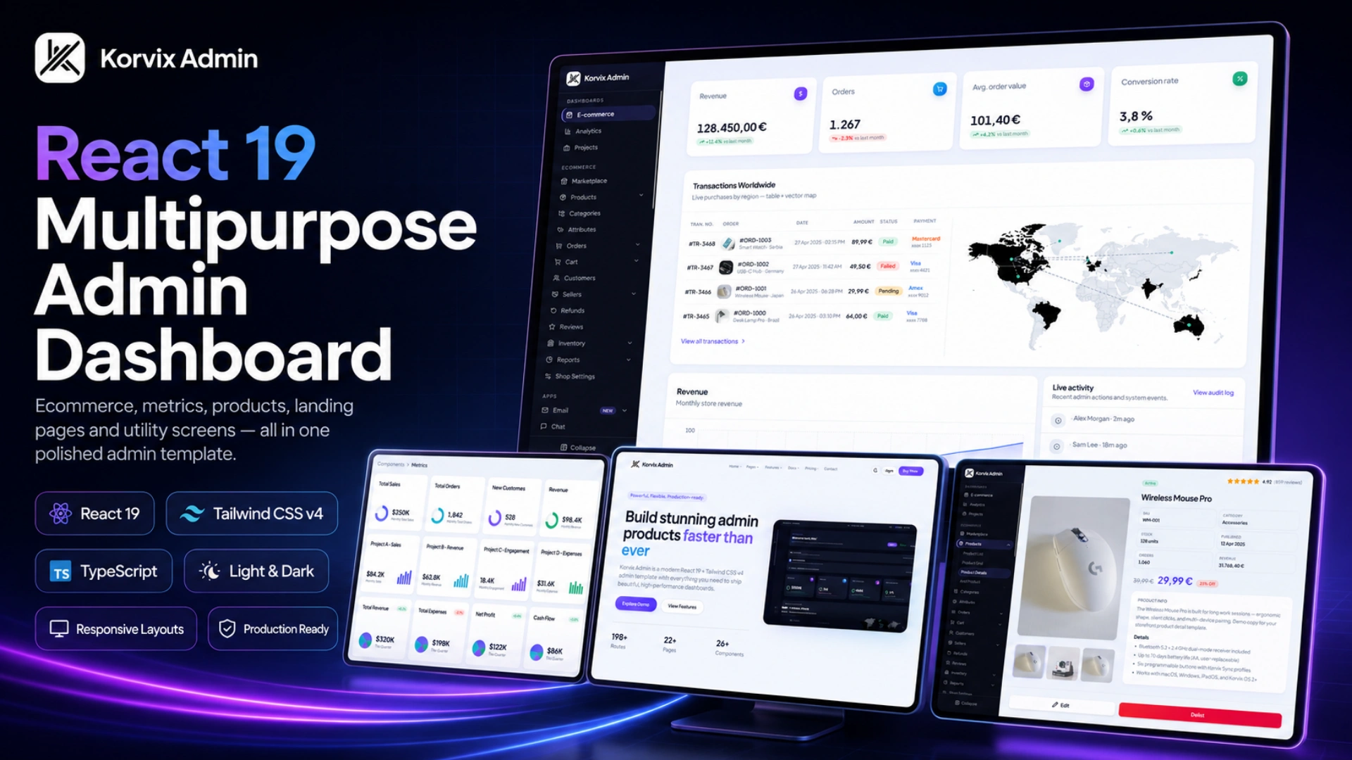 Korvix Admin - Multipurpose React Admin Dashboard