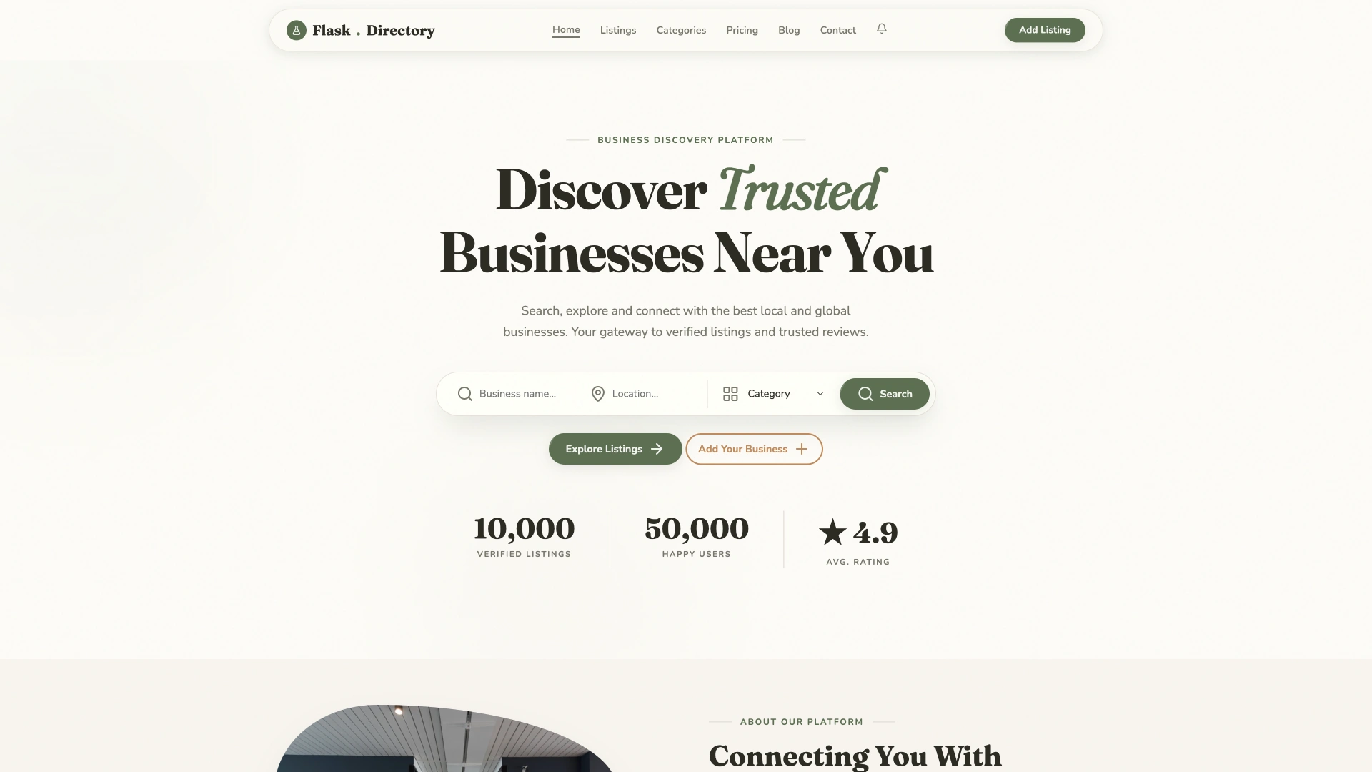 FlaskDirectory - Organic Business Directory and Listing HTML Template