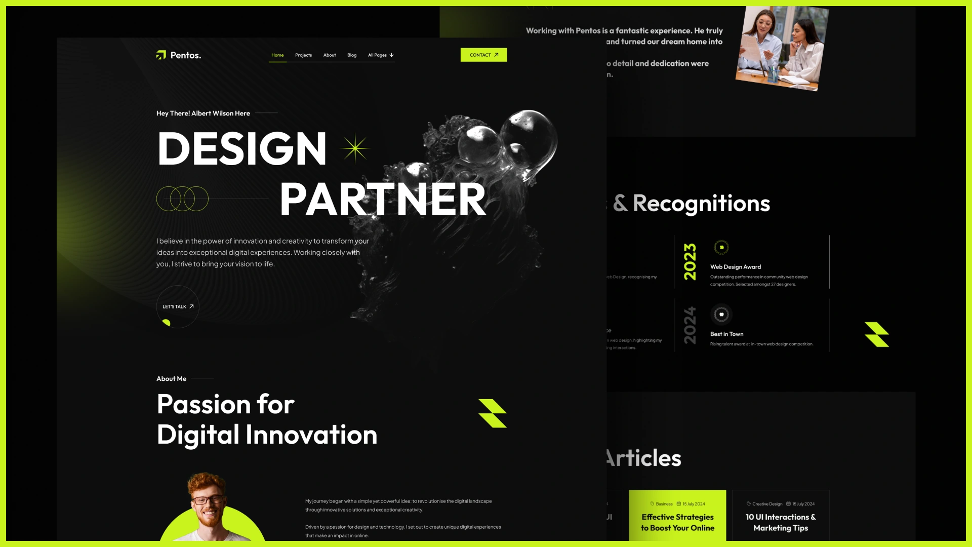 Pentos - Creative Personal Portfolio Framer Template