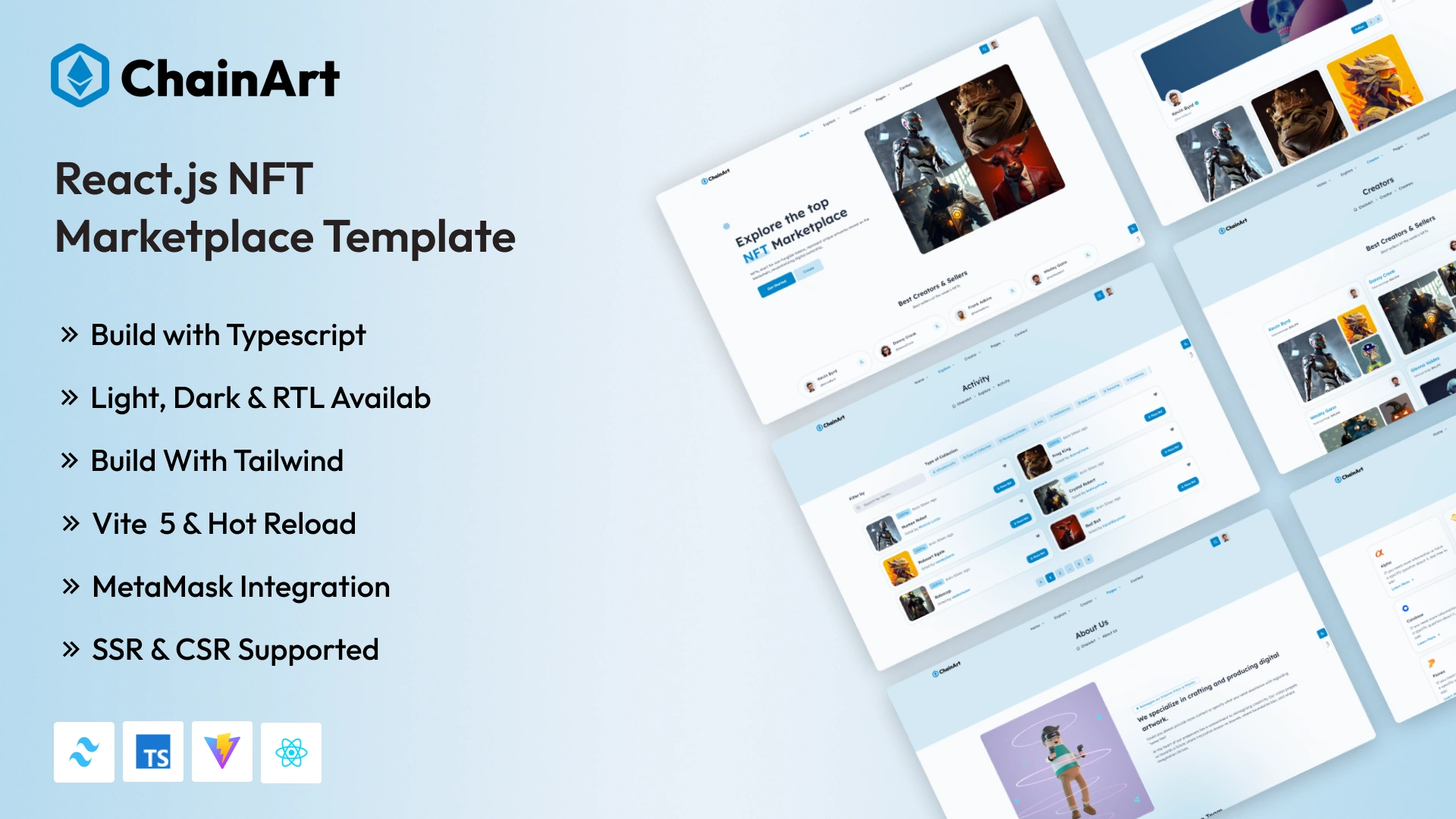 ChainArt - React & Tailwind CSS NFT Marketplace Template