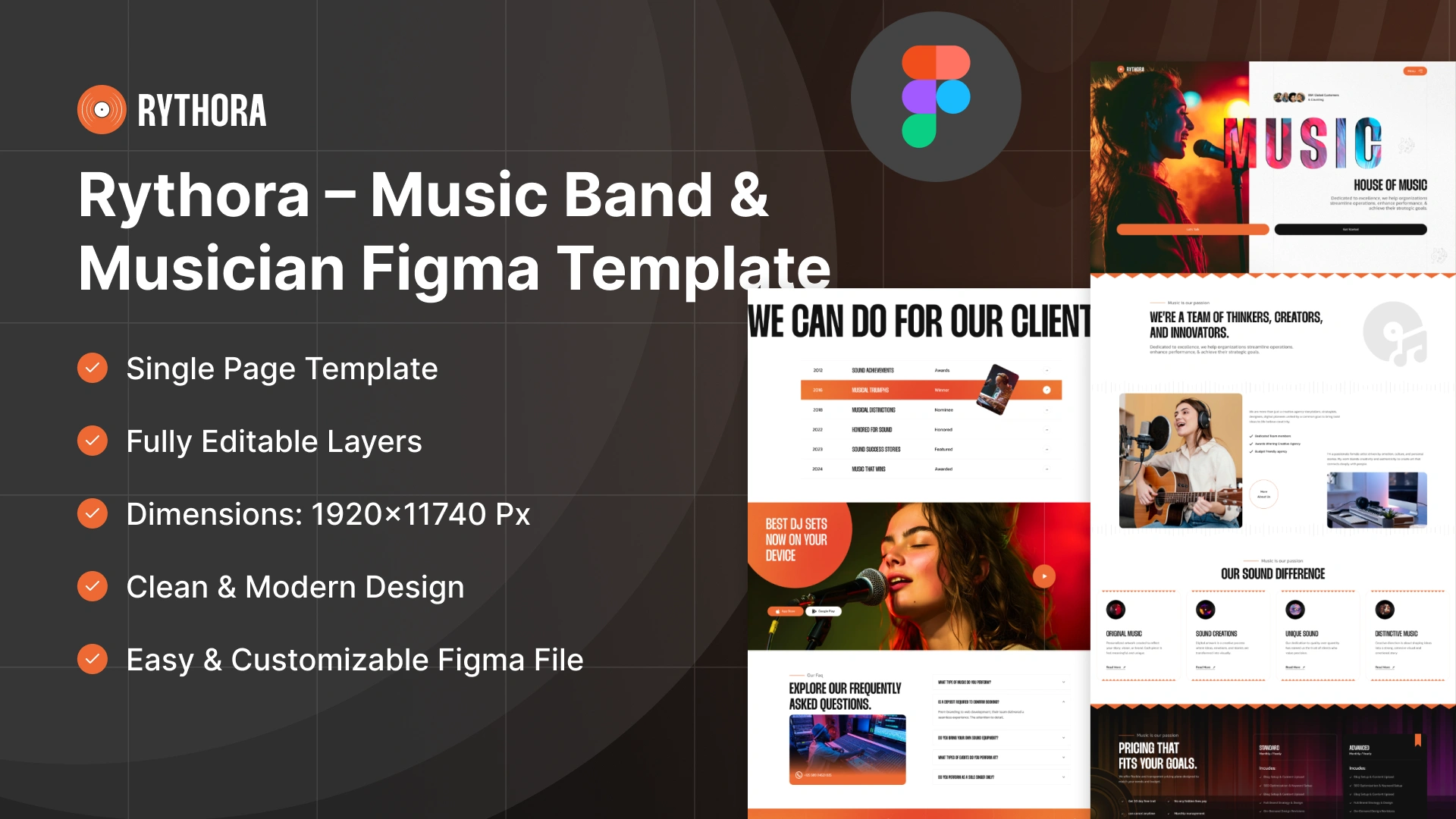 Rythora - Music Band & Musician Figma Template
