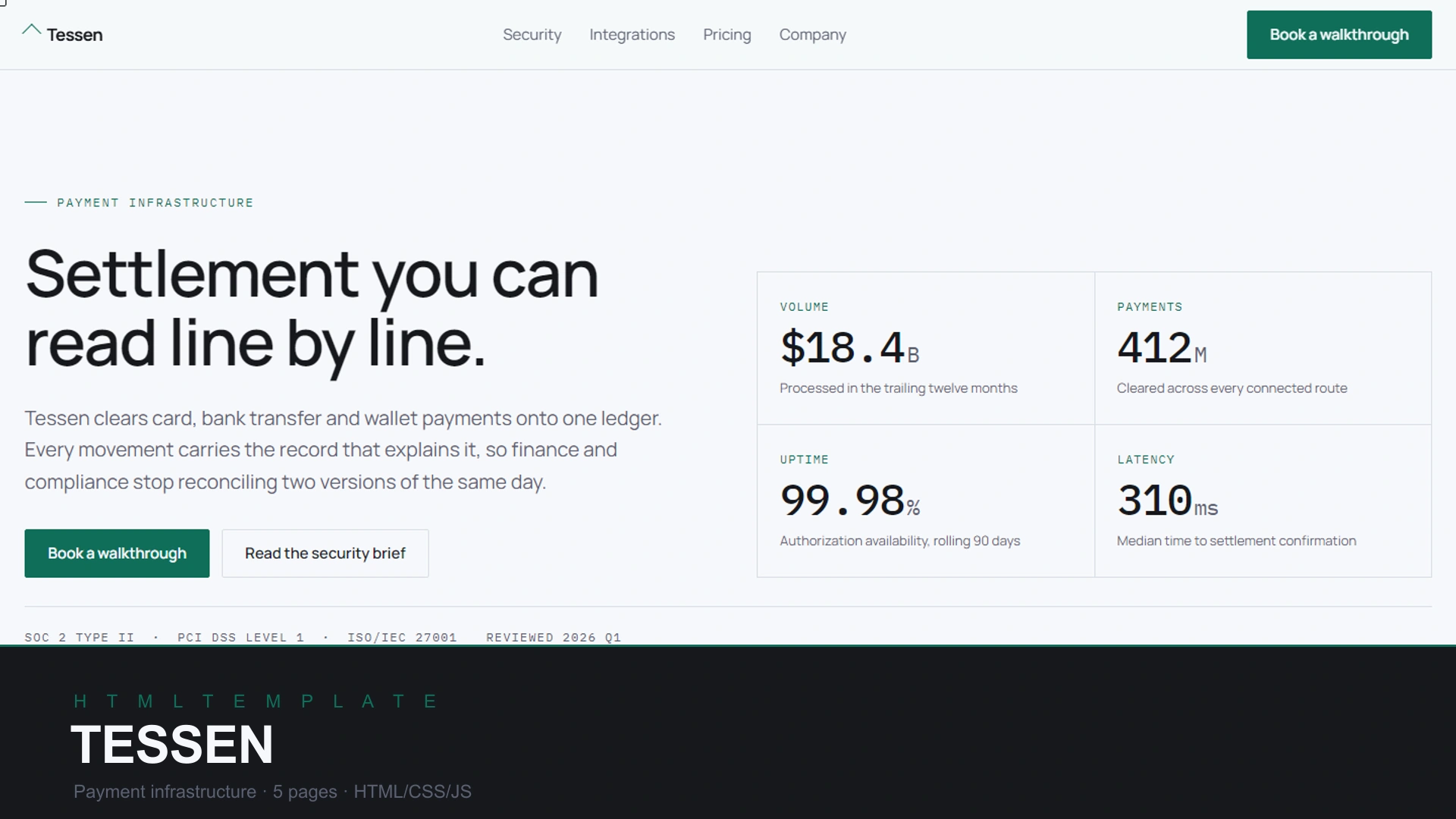 Tessen - Payment Infrastructure HTML Template