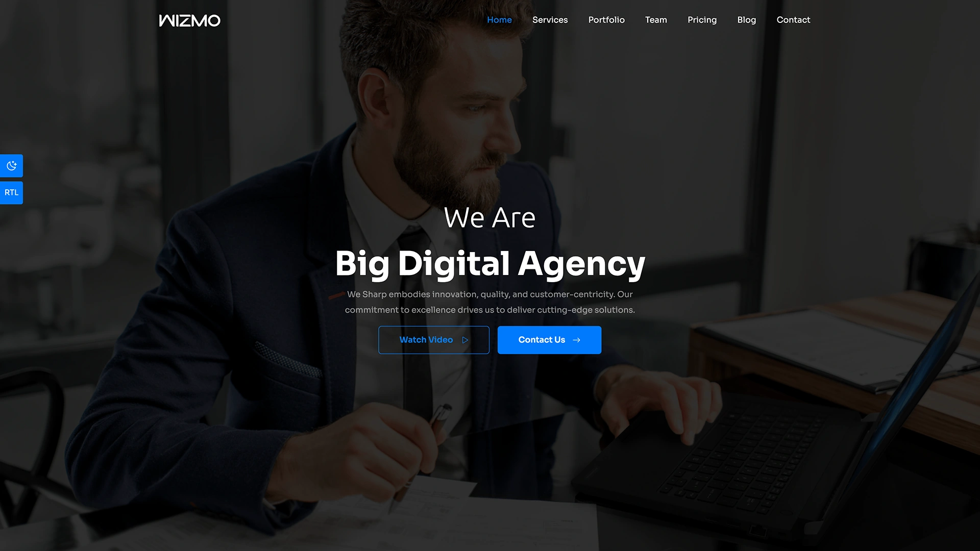 Wizmo - React Landing Page Templates + LTR & RTL + Light & Dark