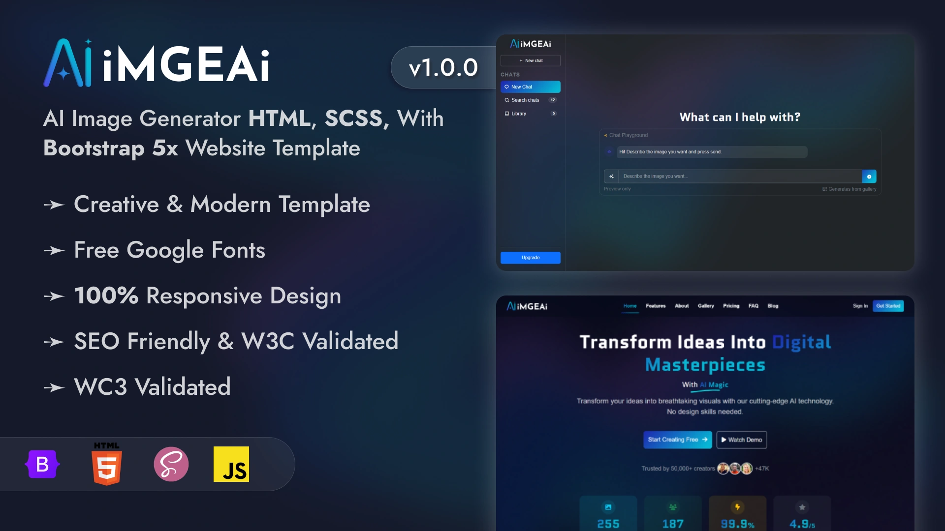 ImgeAI - AI Image Generator Landing Website HTML Template