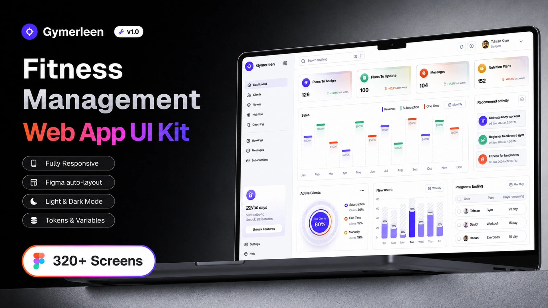 Gymerleen - Fitness Management Web App UI Kit