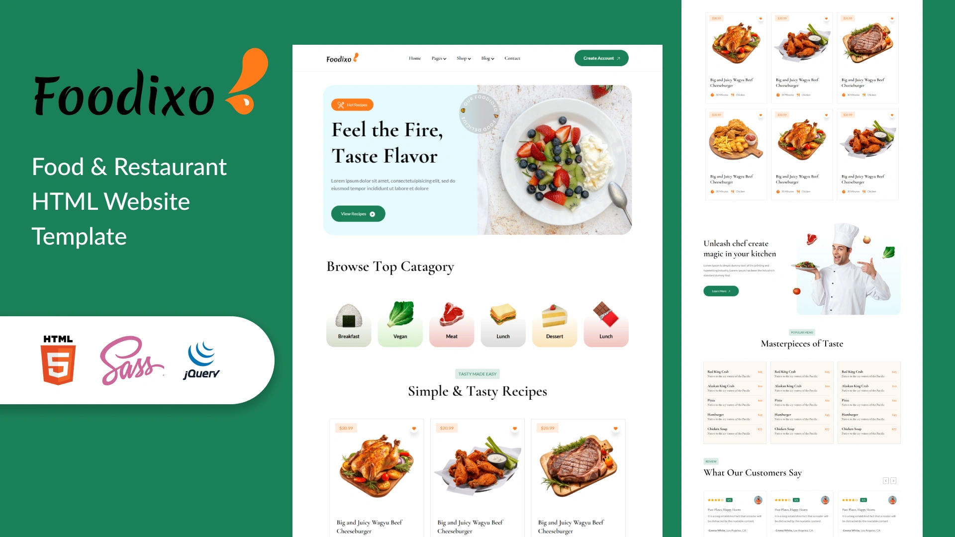 Foodixo - Food & Restaurant HTML Website Template