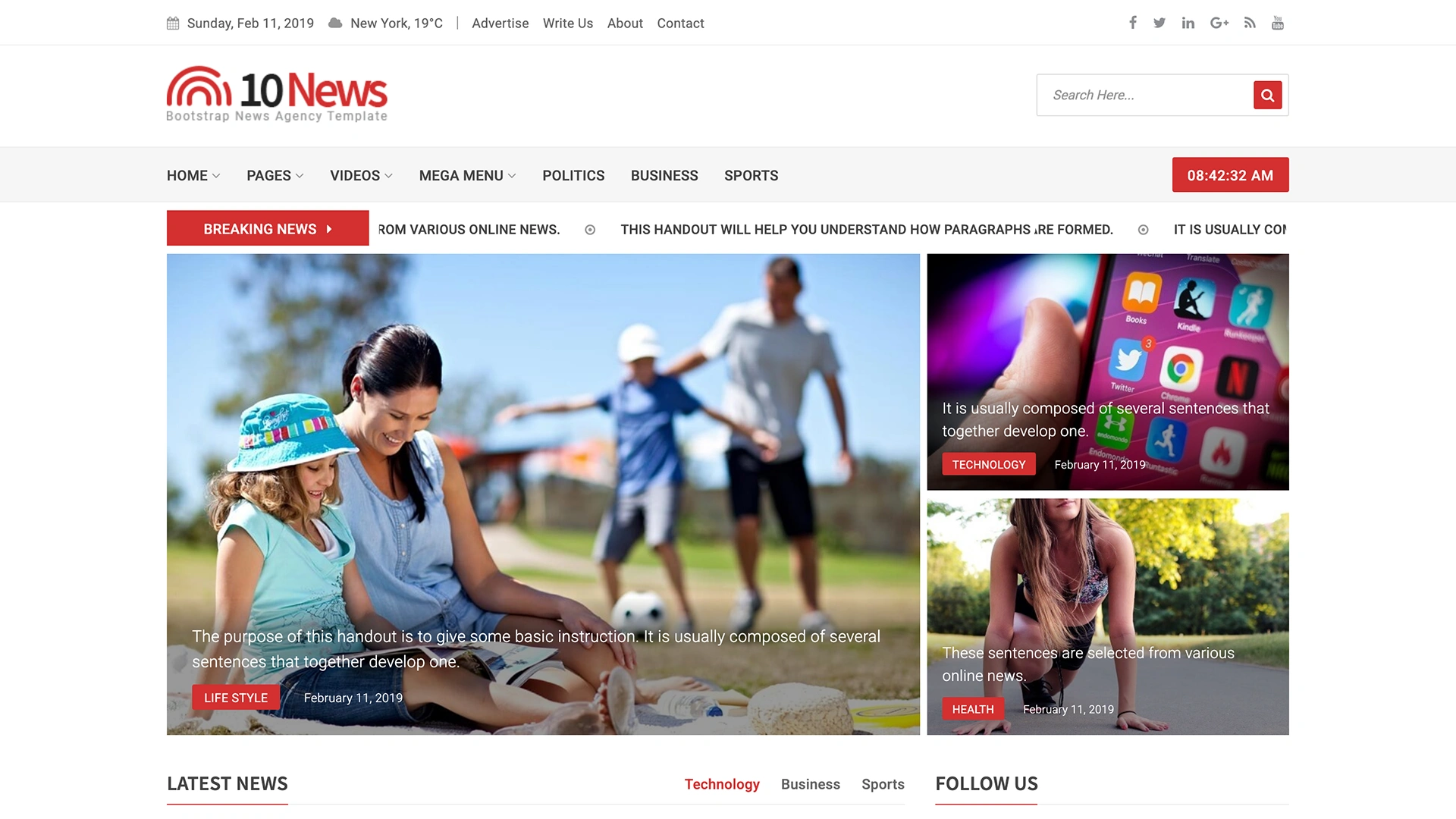 TenNews - Bootstrap News Agency Template