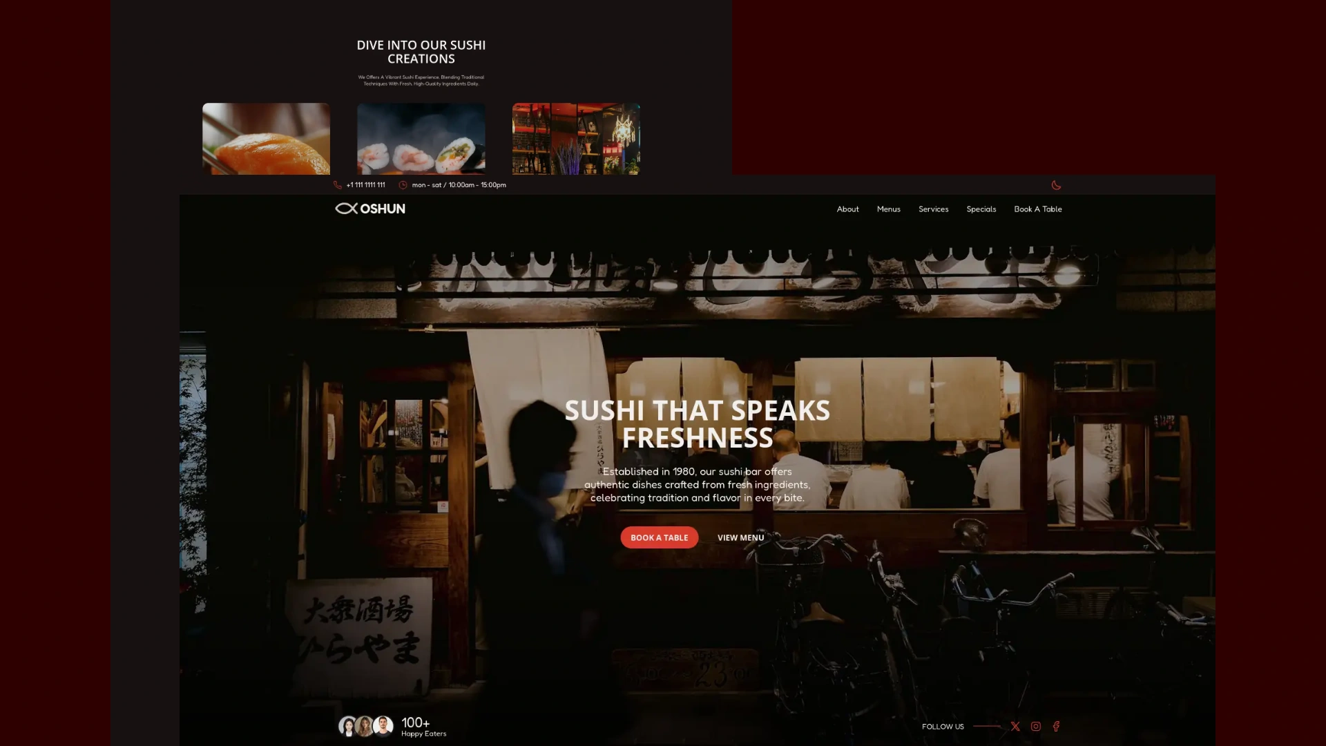 Oshun - Sushi Bar Landing Page Template