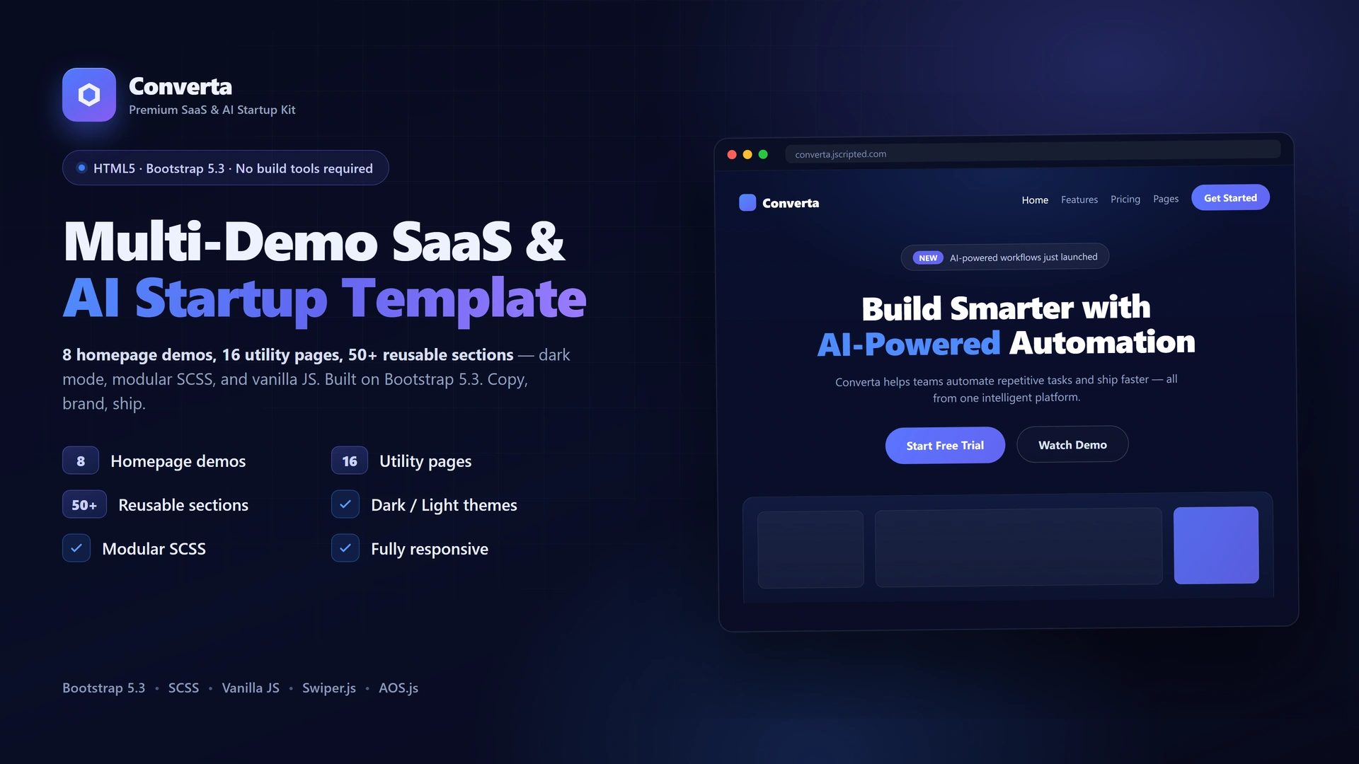 Converta - Premium Multi-Demo SaaS & AI Startup Bootstrap 5 Template