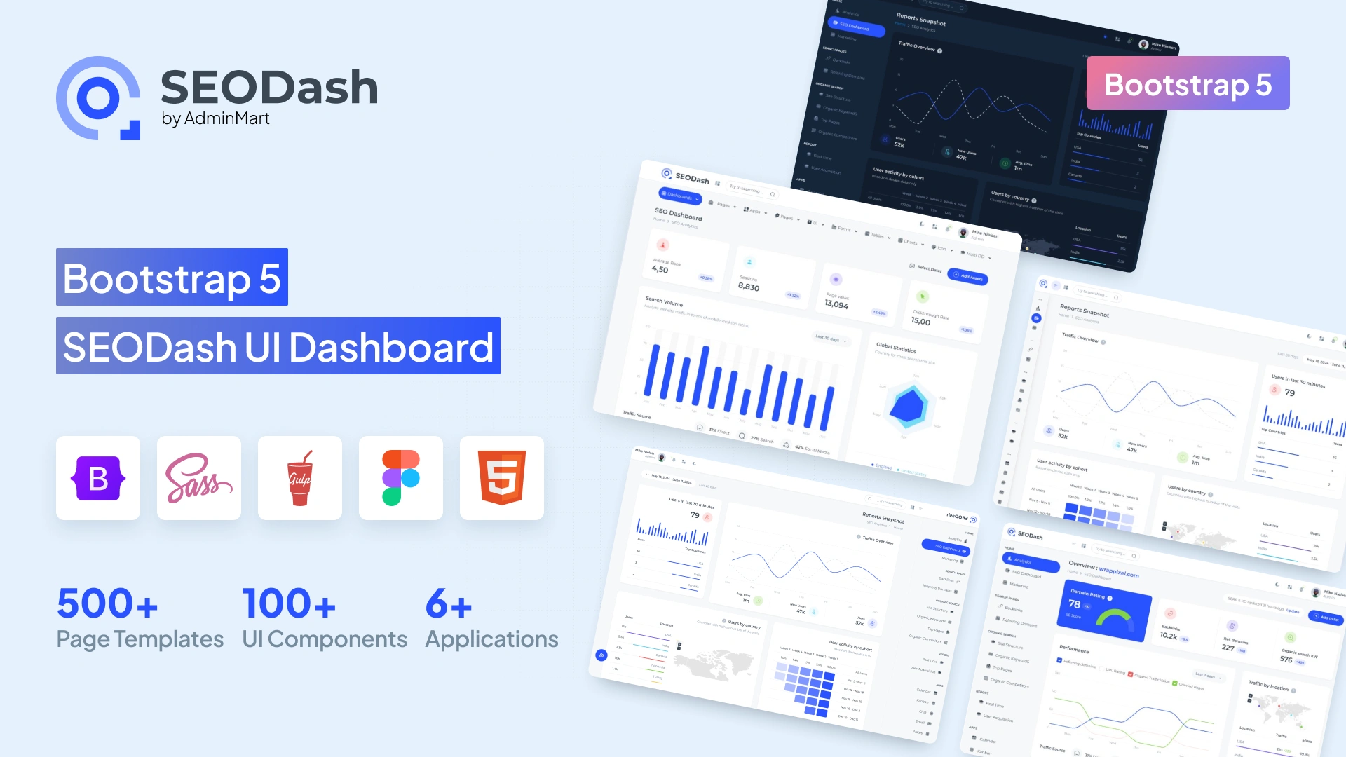 SEO Dash - Bootstrap Reporting Dashboard Template - Wrapmarket