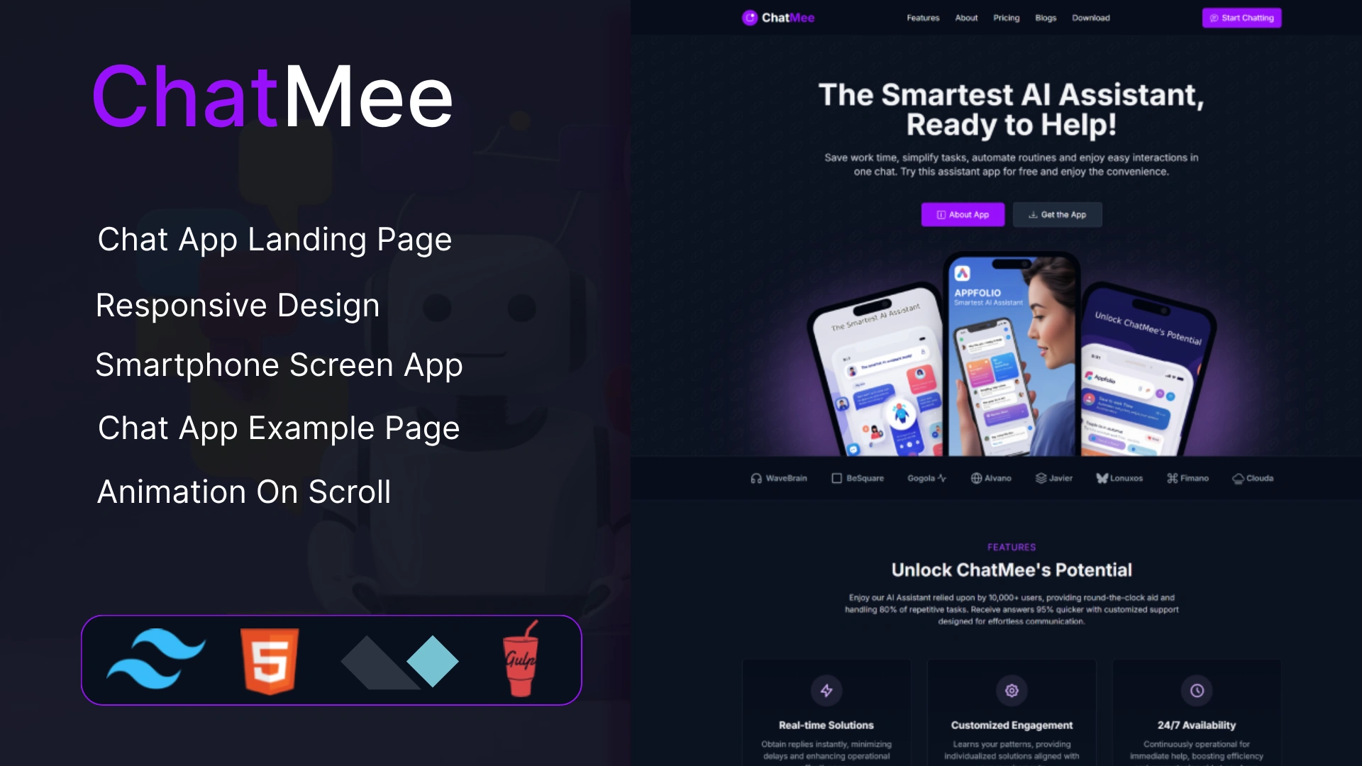 ChatMee - Tailwind Landing Page for Chatbot AI