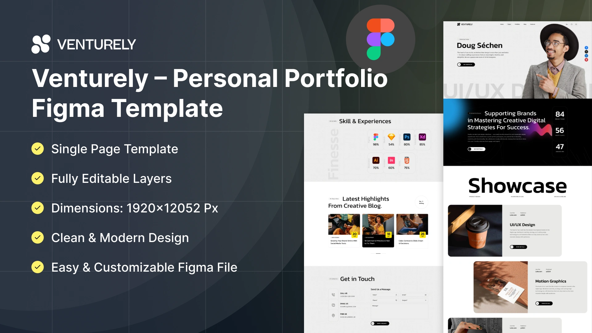 Venturely - Personal Portfolio & Freelancer Figma Template