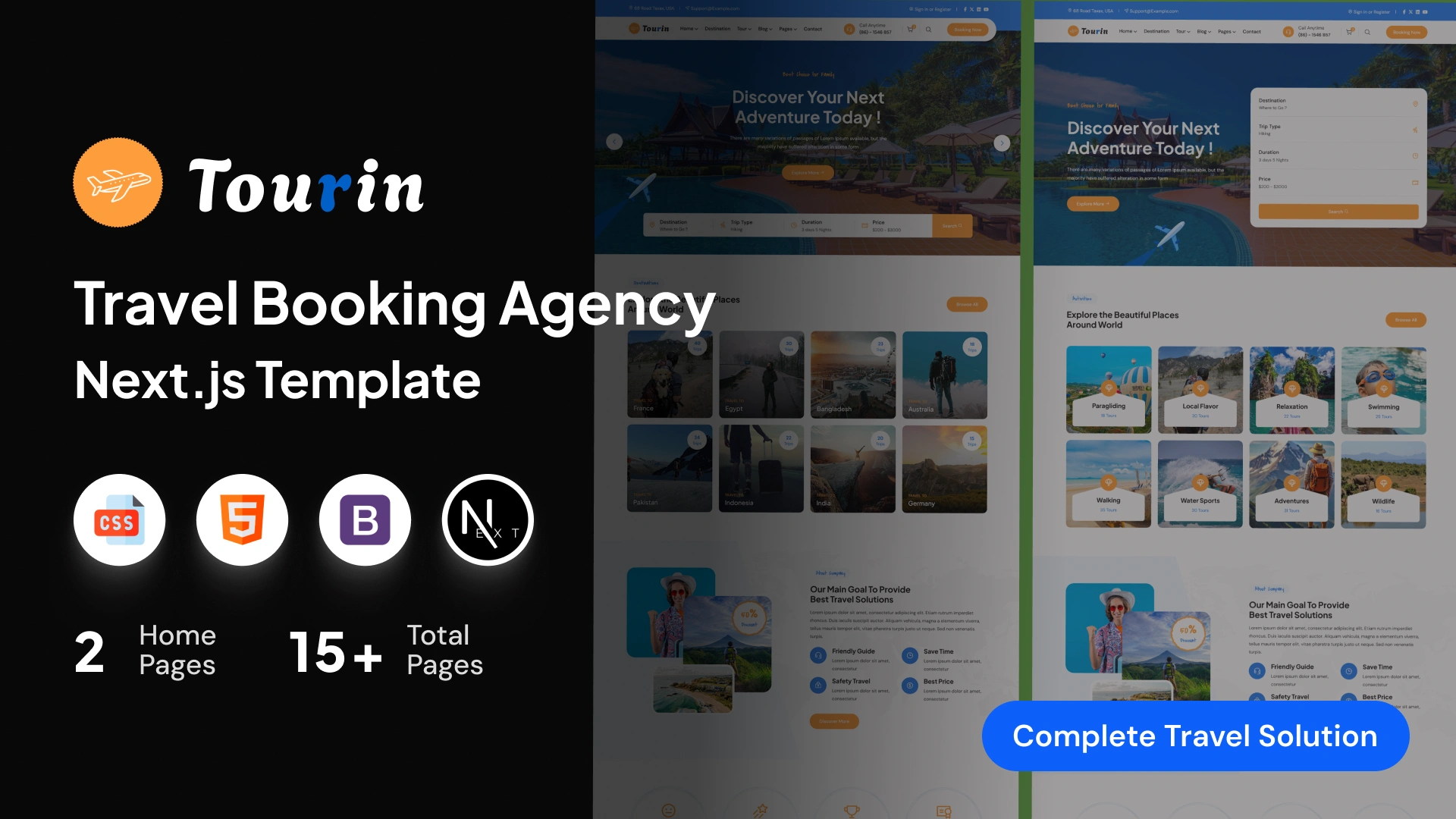 Tourin - Tour & Travel Agency Booking Next.js Template