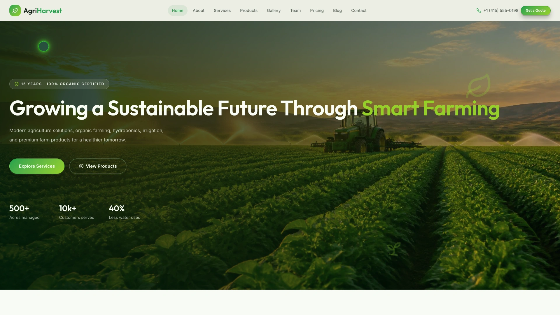 AgriHarvest - Agriculture & Smart Farming HTML Website Template