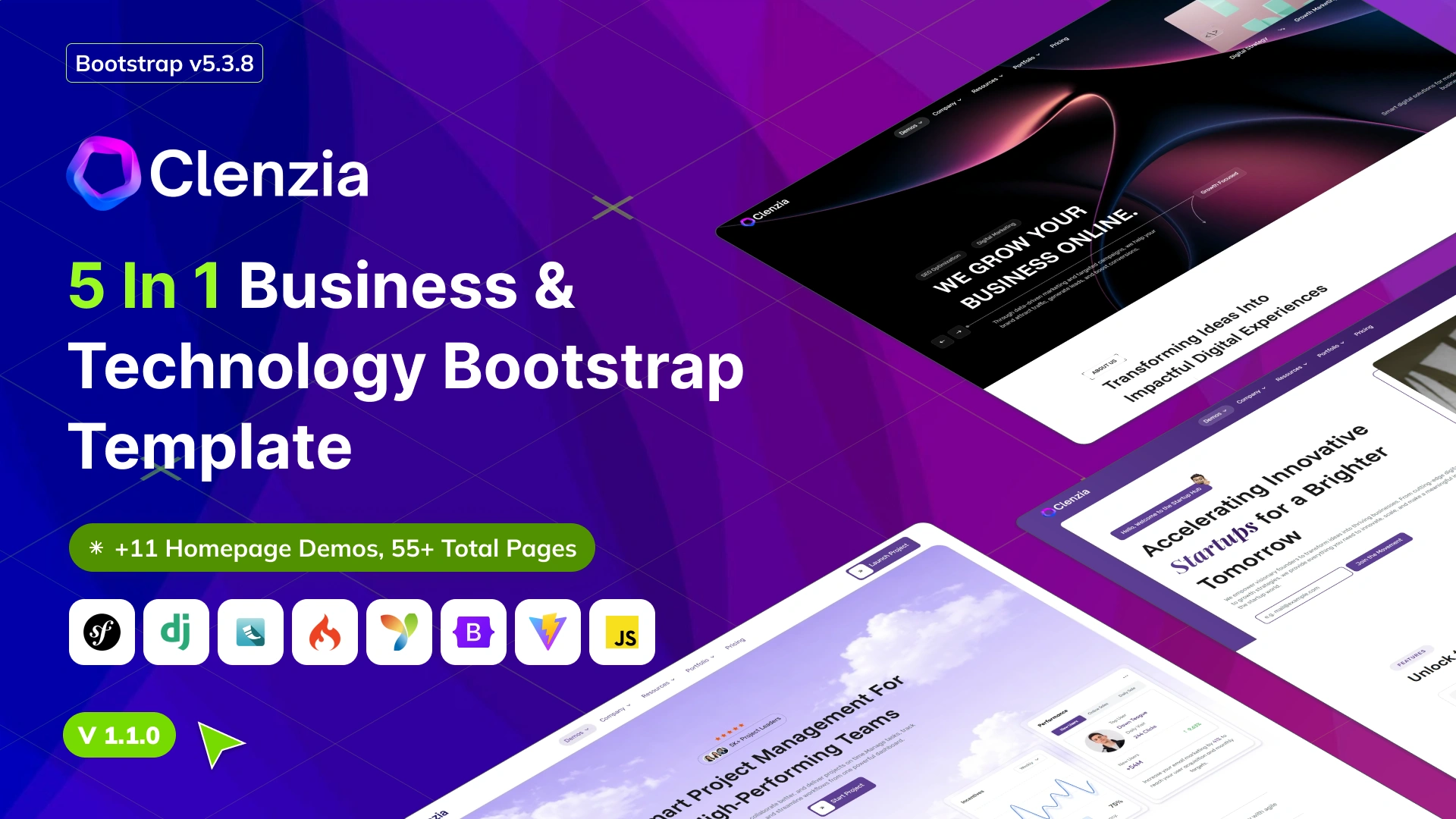 Clenzia - Multipurpose Business & Technology Template Bundle