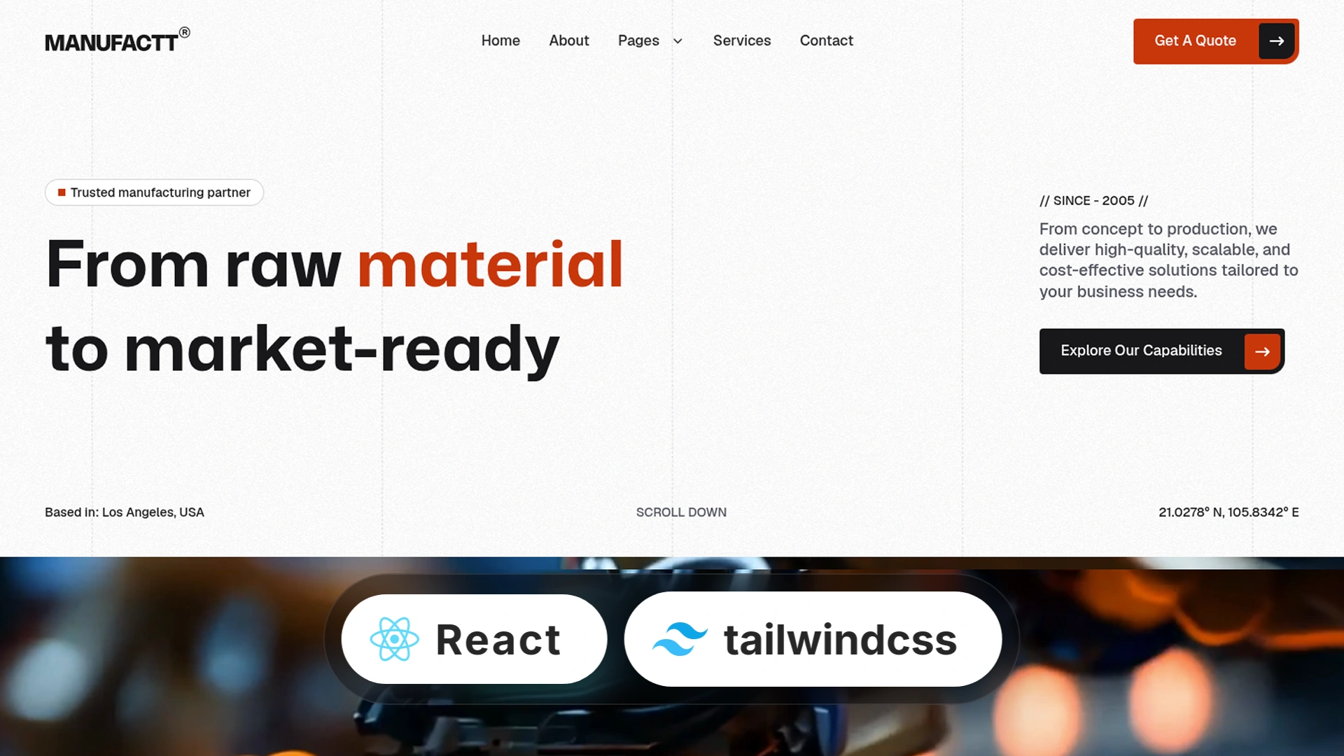 Manufactt - Manufacturing Services React 19 & Tailwind CSS 4 Template