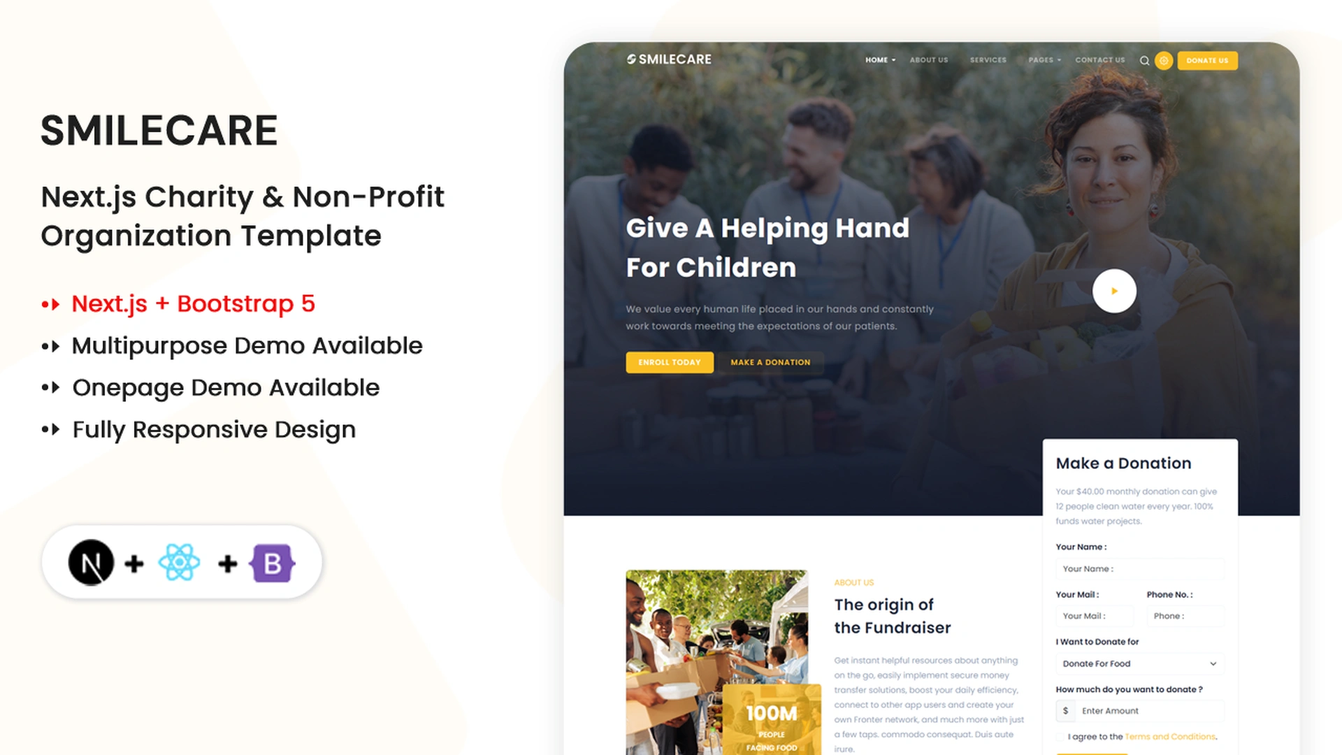 Smilecare - NextJs Charity Donation &amp; Non-Profit Organization 