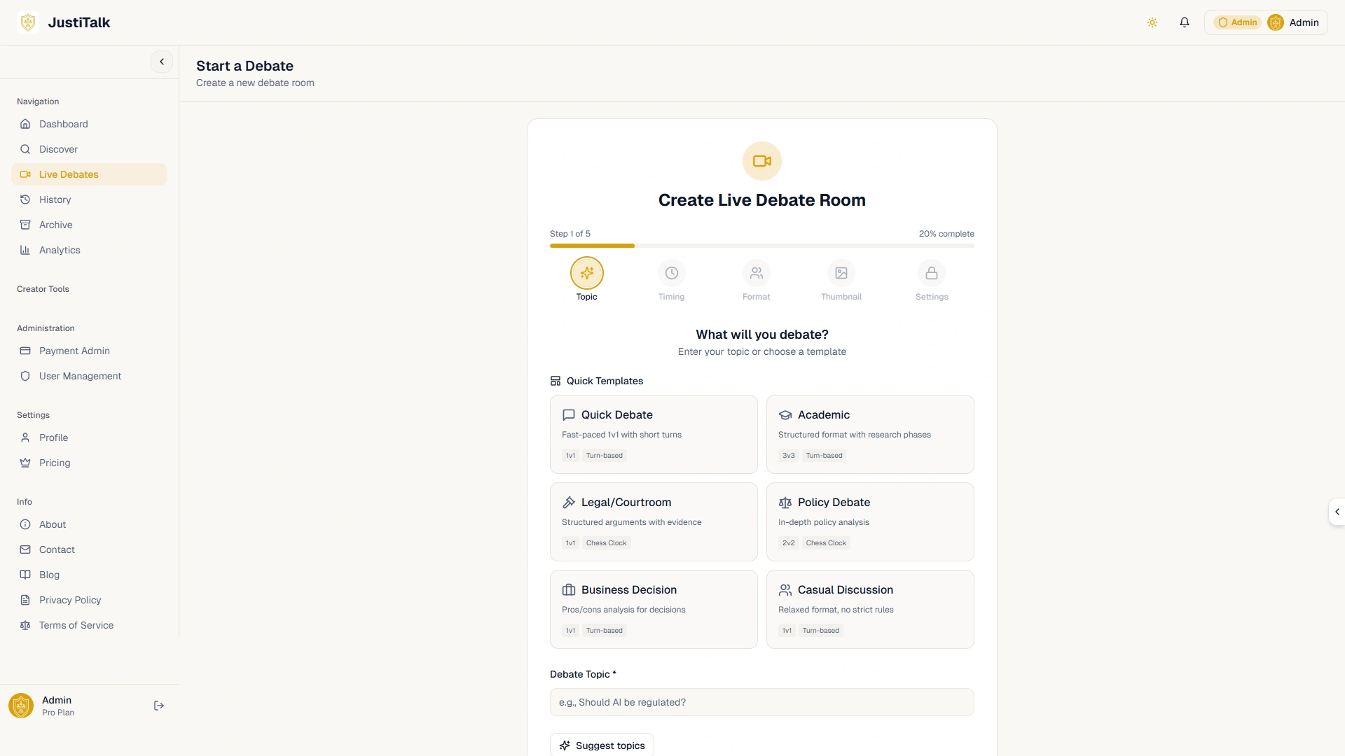 JustiTalk - The Ultimate AI-Powered Debate & Discussion Platform