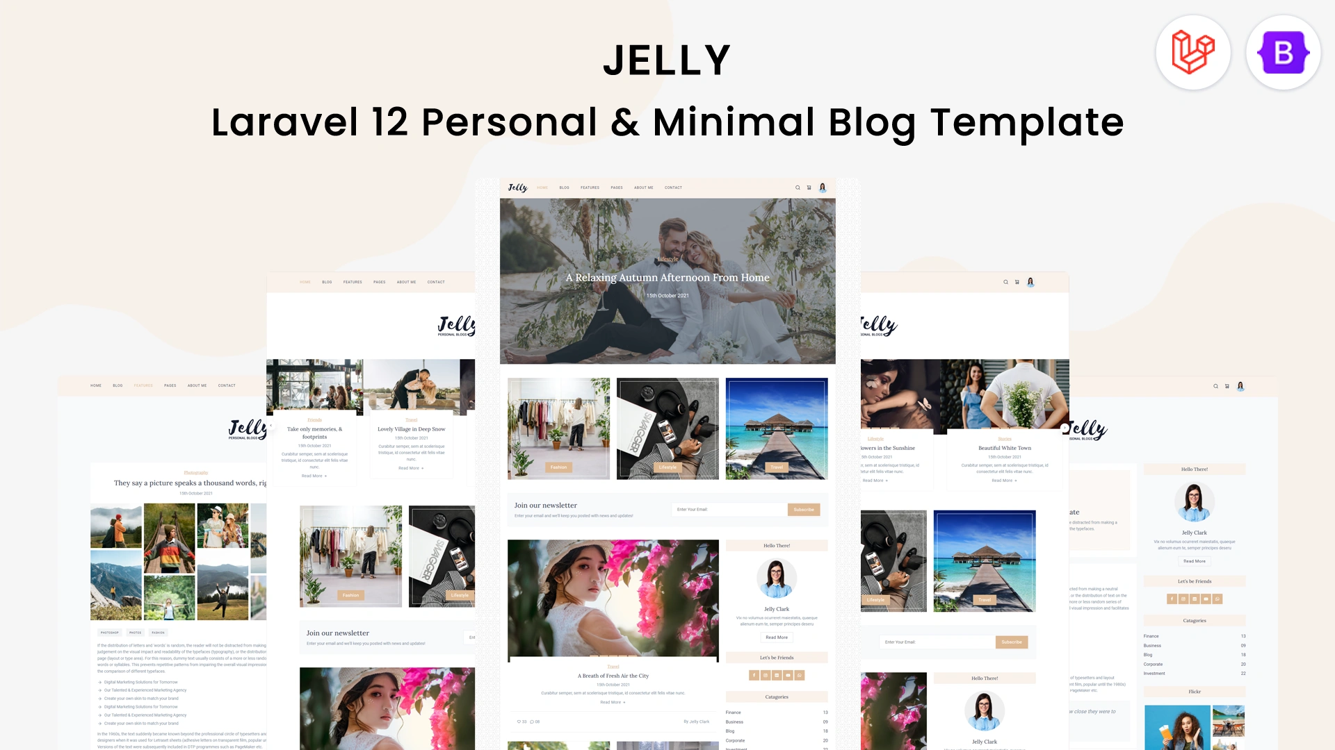 Jelly - Laravel 12 Personal & Minimal Blog Template