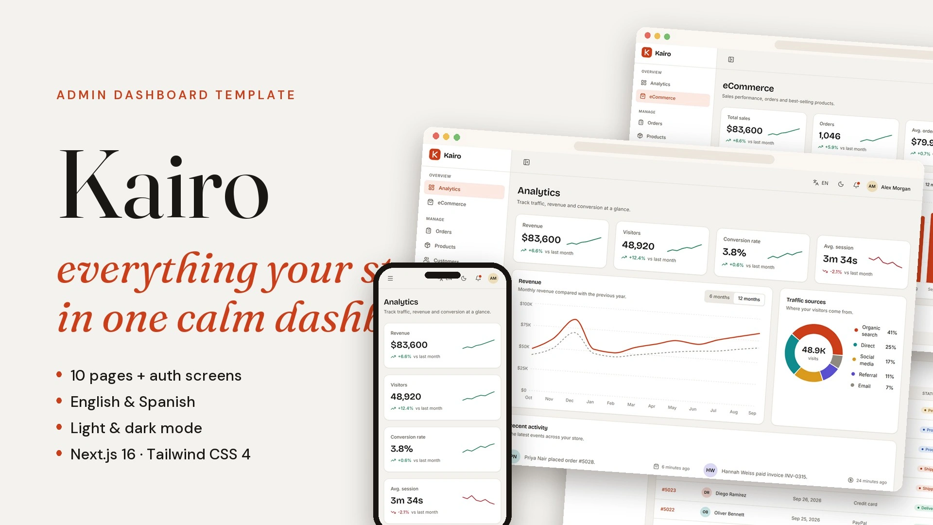 Kairo - Admin Dashboard Template with Next.js and Tailwind CSS