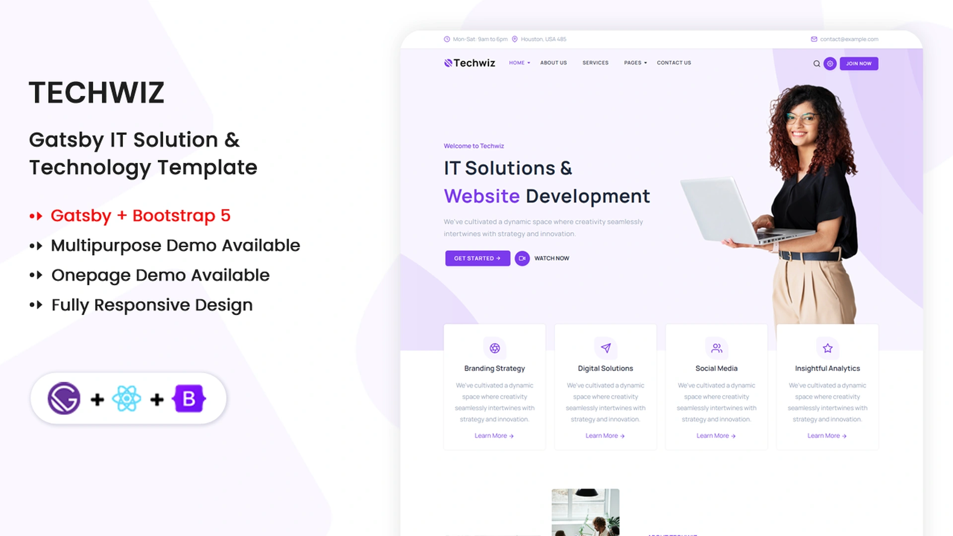 Techwiz - Gatsby Multipurpose IT Solution & Technology Landing Template