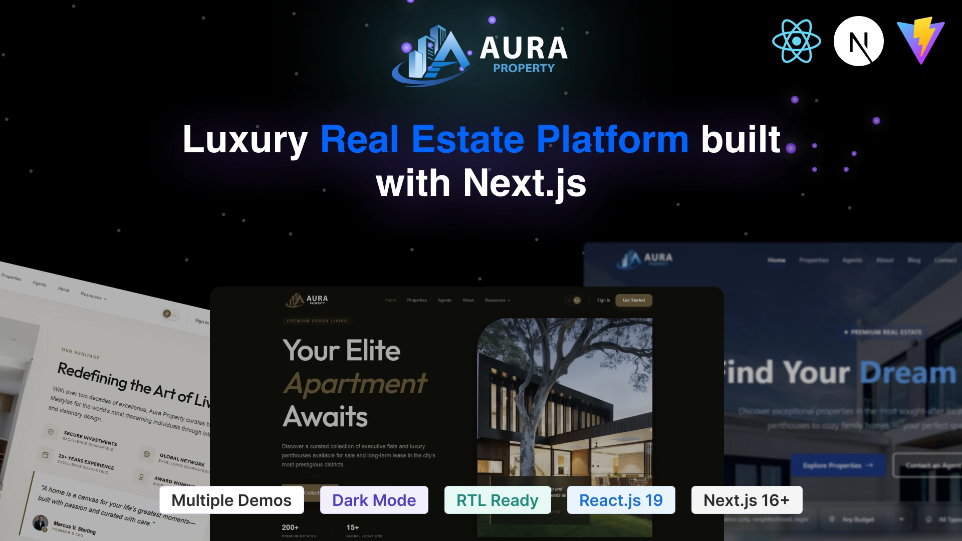 AuraProperty - Real Estate Listing & Property Marketplace React Next.js Template