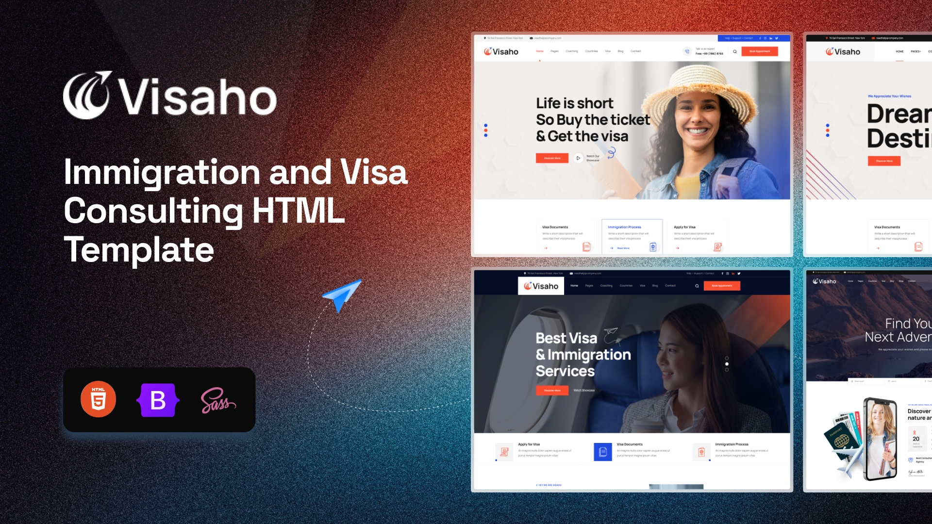 Visaho - Immigration and Visa Consulting HTML Template
