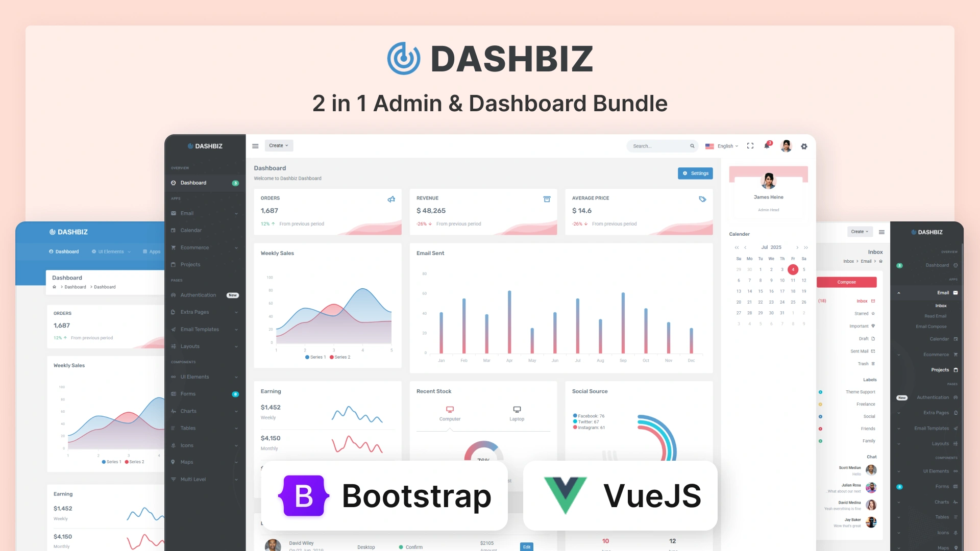 Dashbiz - 2 in 1 Admin & Dashboard Template Bundle