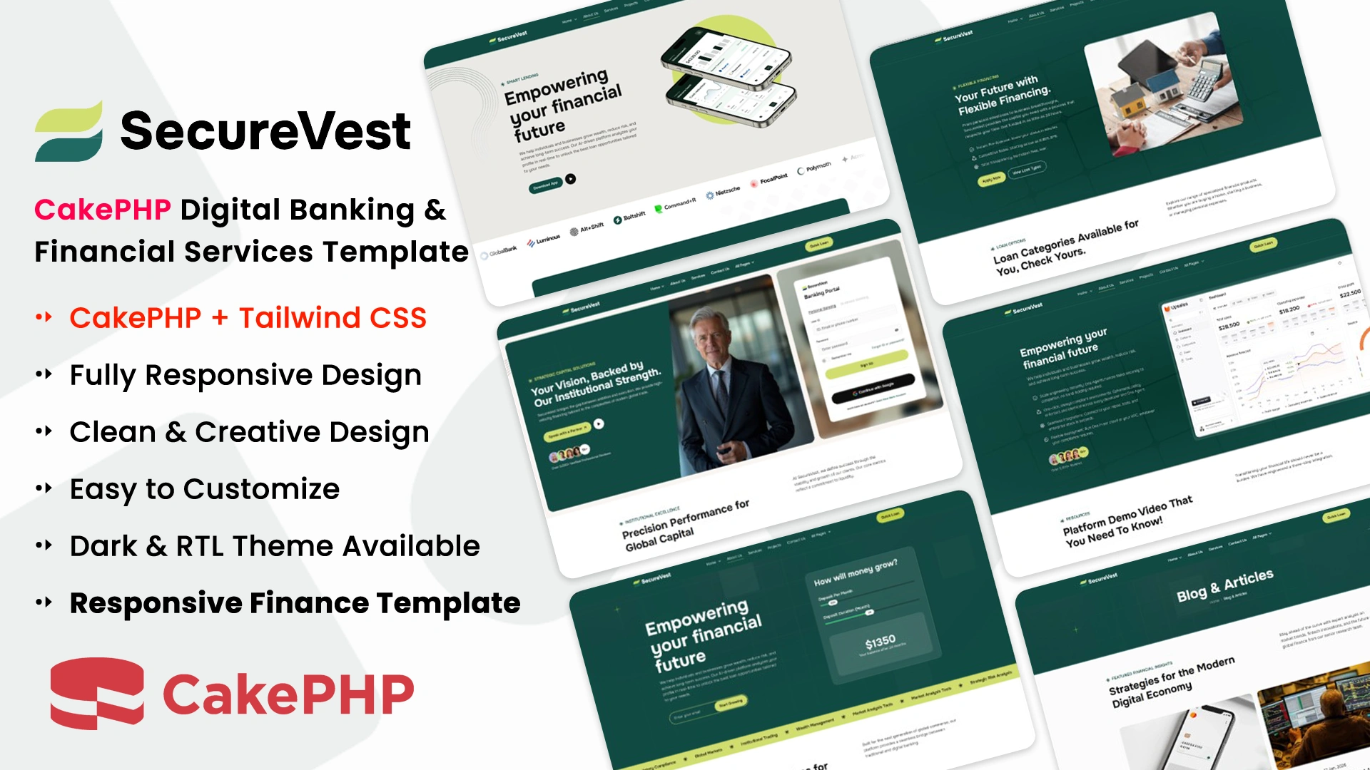 SecureVest - CakePHP Digital Banking & Financial Services Template