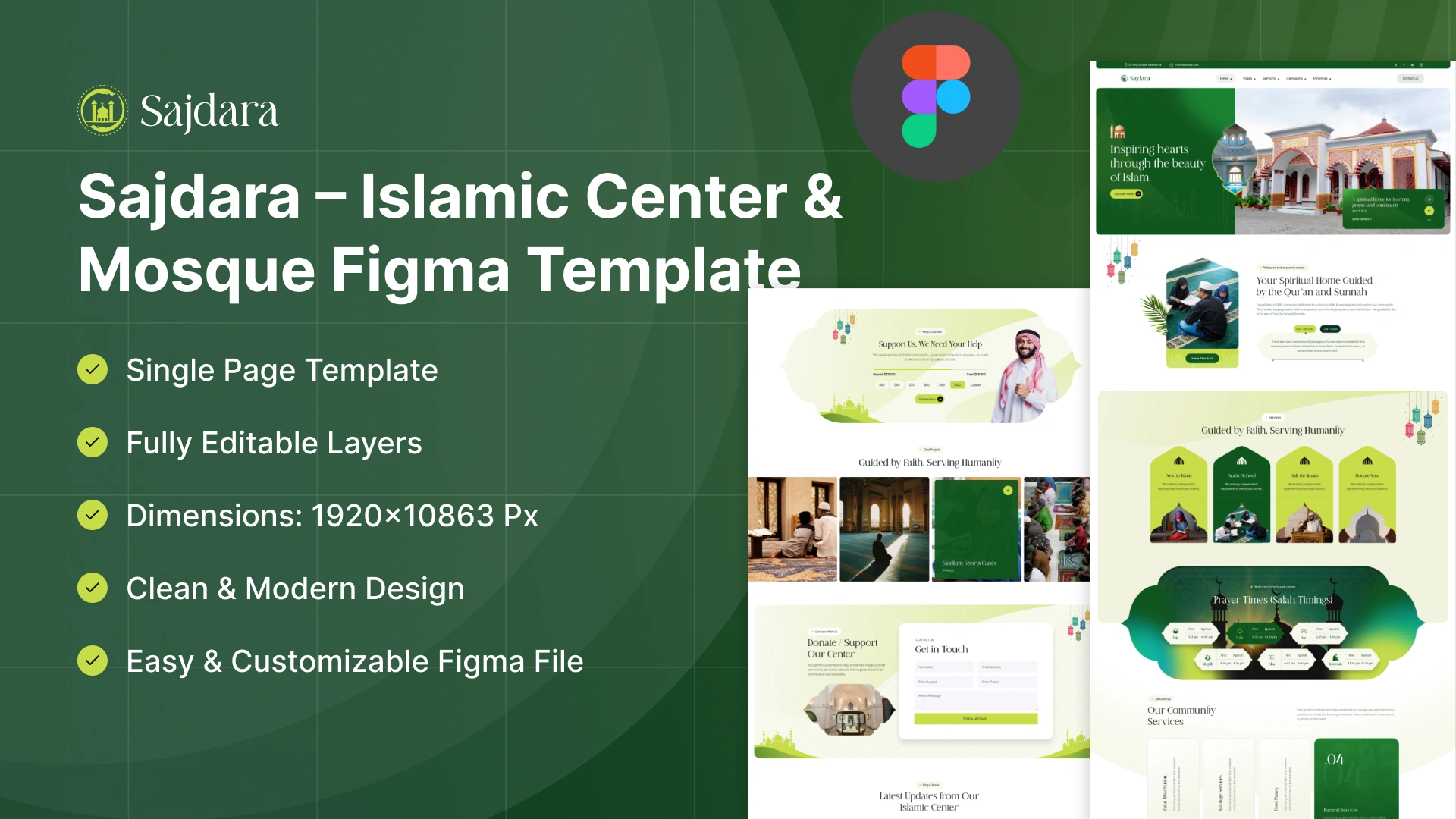 Sajdara - Islamic Center & Community Figma Template