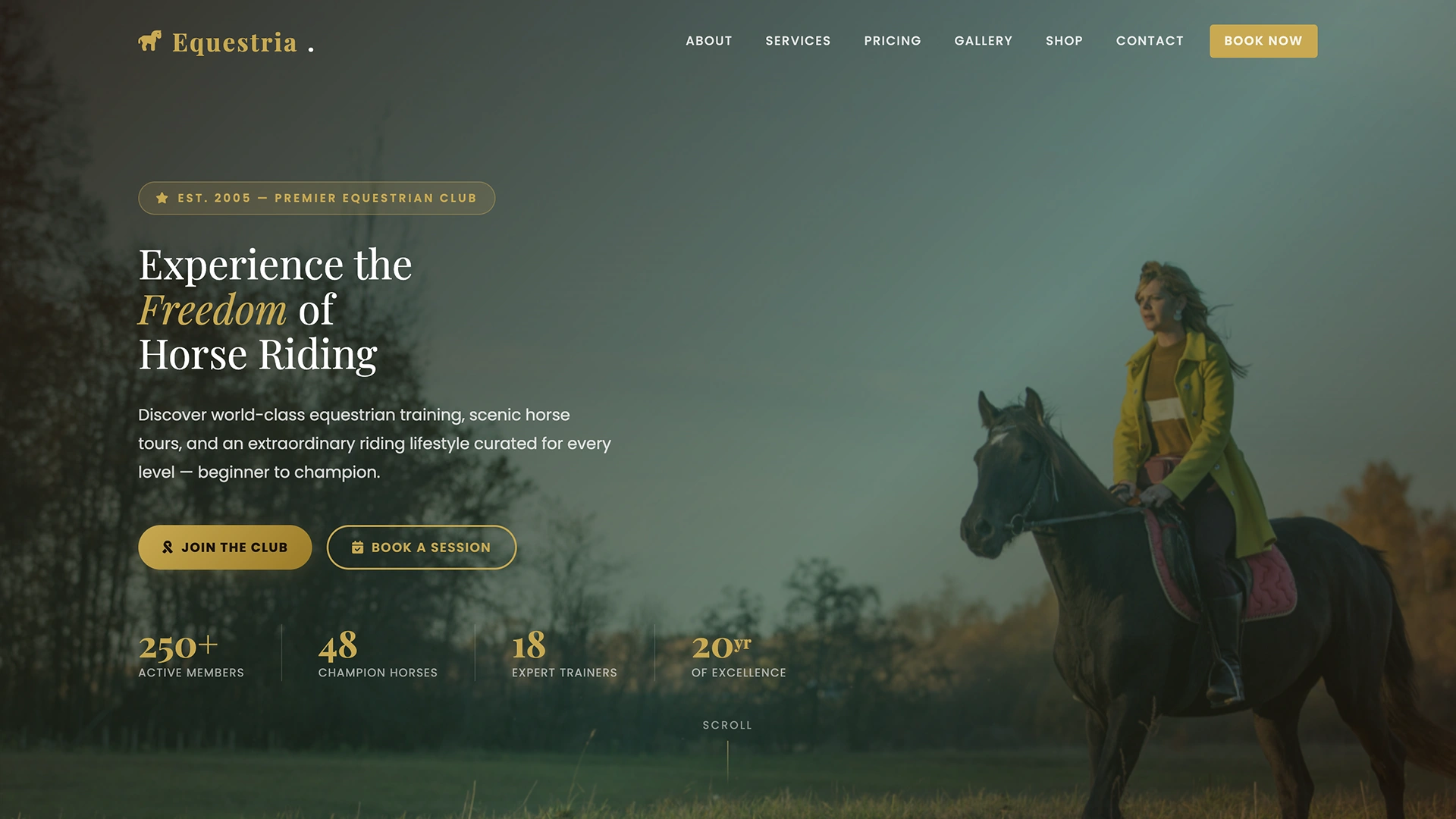 Equestria - Horse Riding Club and Equestrian HTML Template