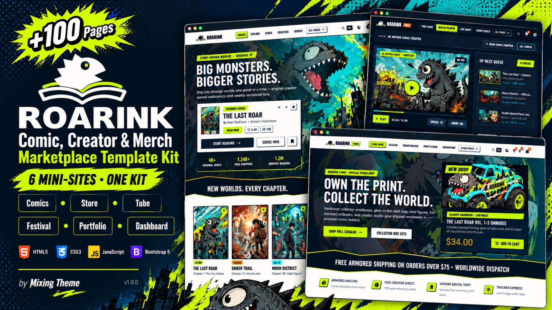 ROARINK - Comic Creator and Merch Marketplace HTML Template