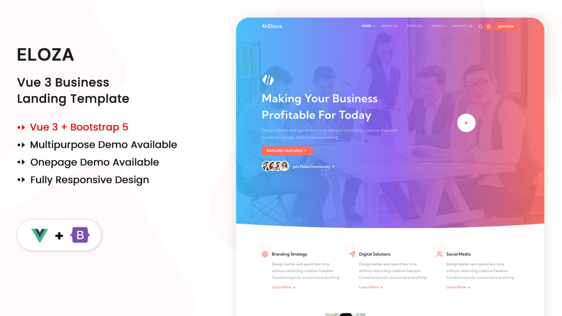 Eloza - Vue.js Multipurpose Business & Corporate Template