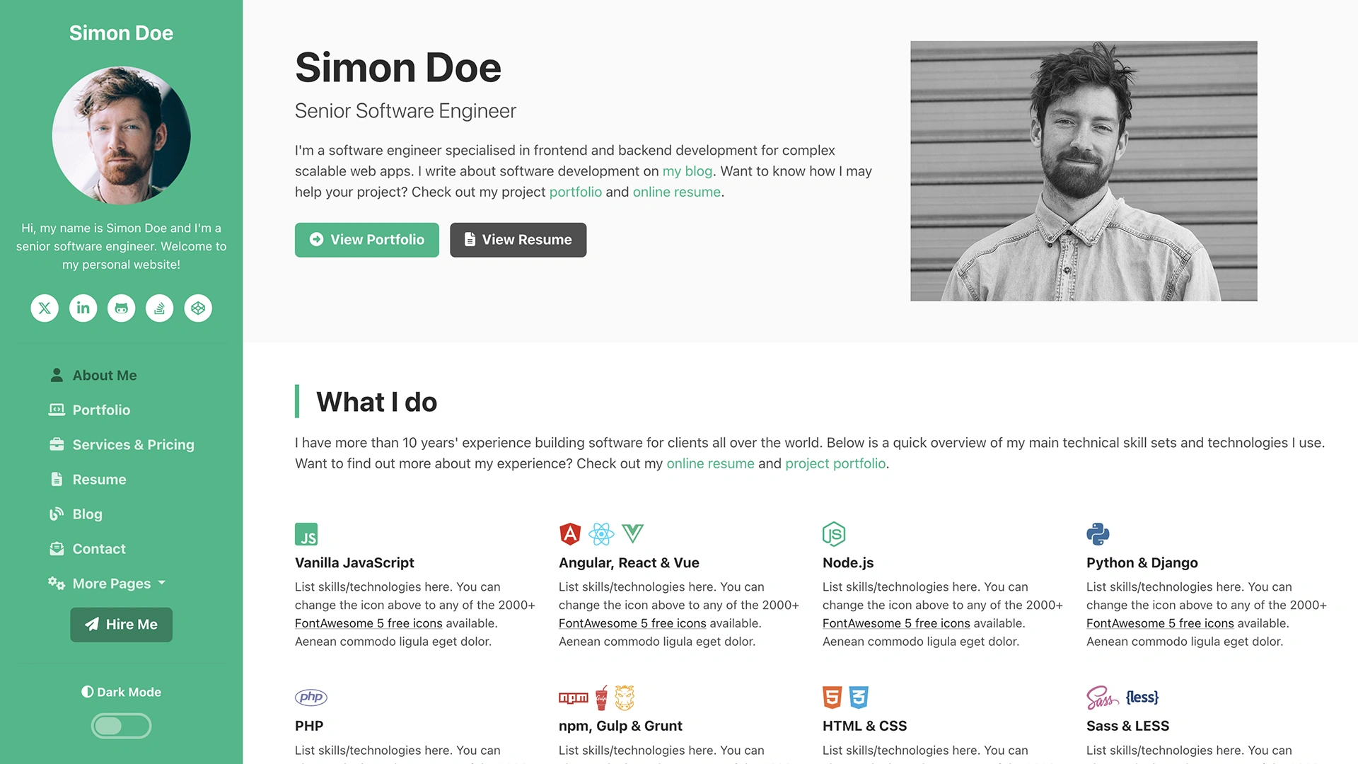 DevCard - Developer Portfolio & Resume