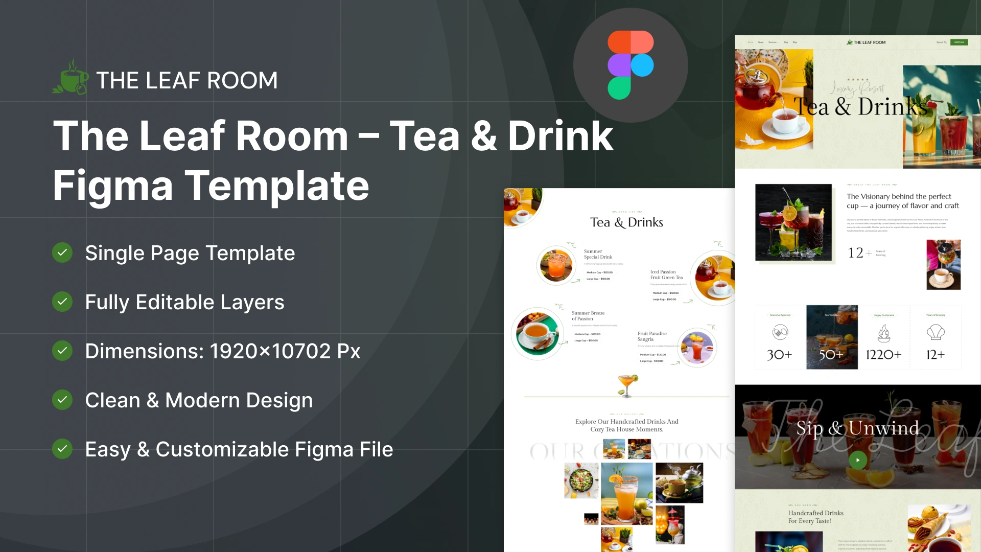 The Leaf Room - Tea House & Drink Cafe Figma Template