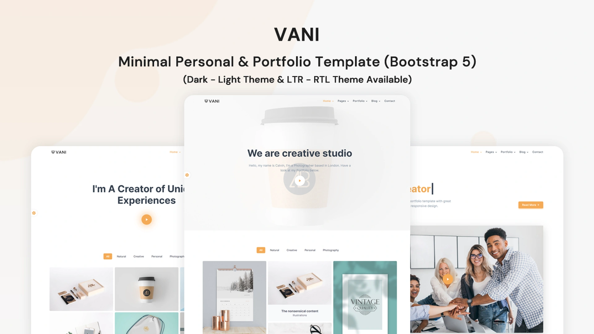 Vany - Minimal Personal & Creative Studio Portfolio Template