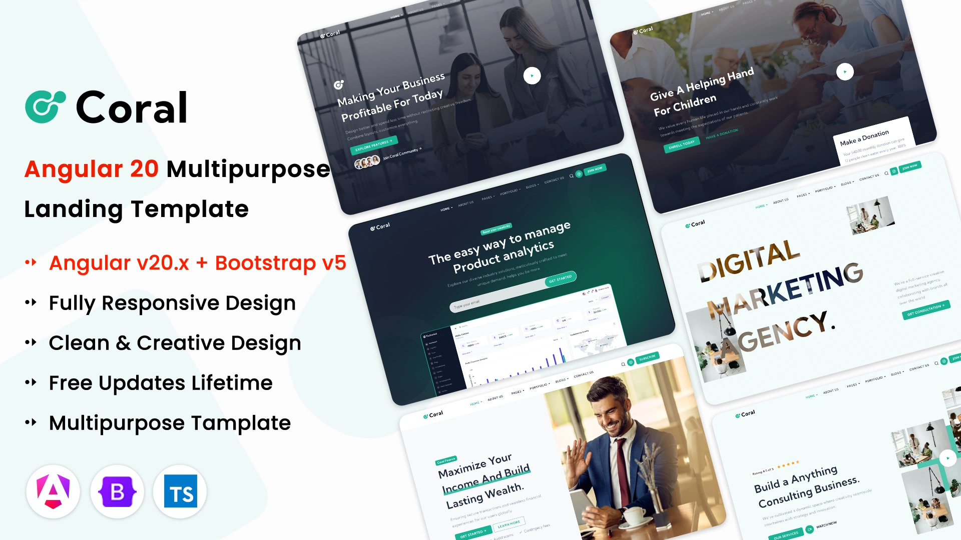 Coral - Angular 20 Multipurpose Landing Template