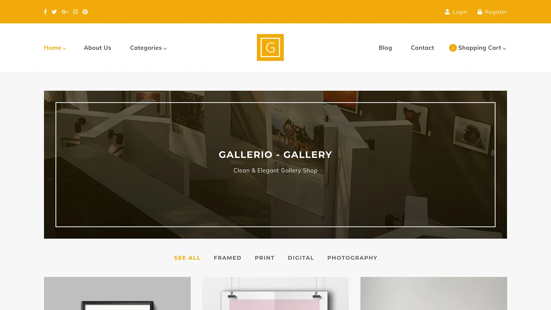 Gallerio - Gallery & Shop eCommerce Template