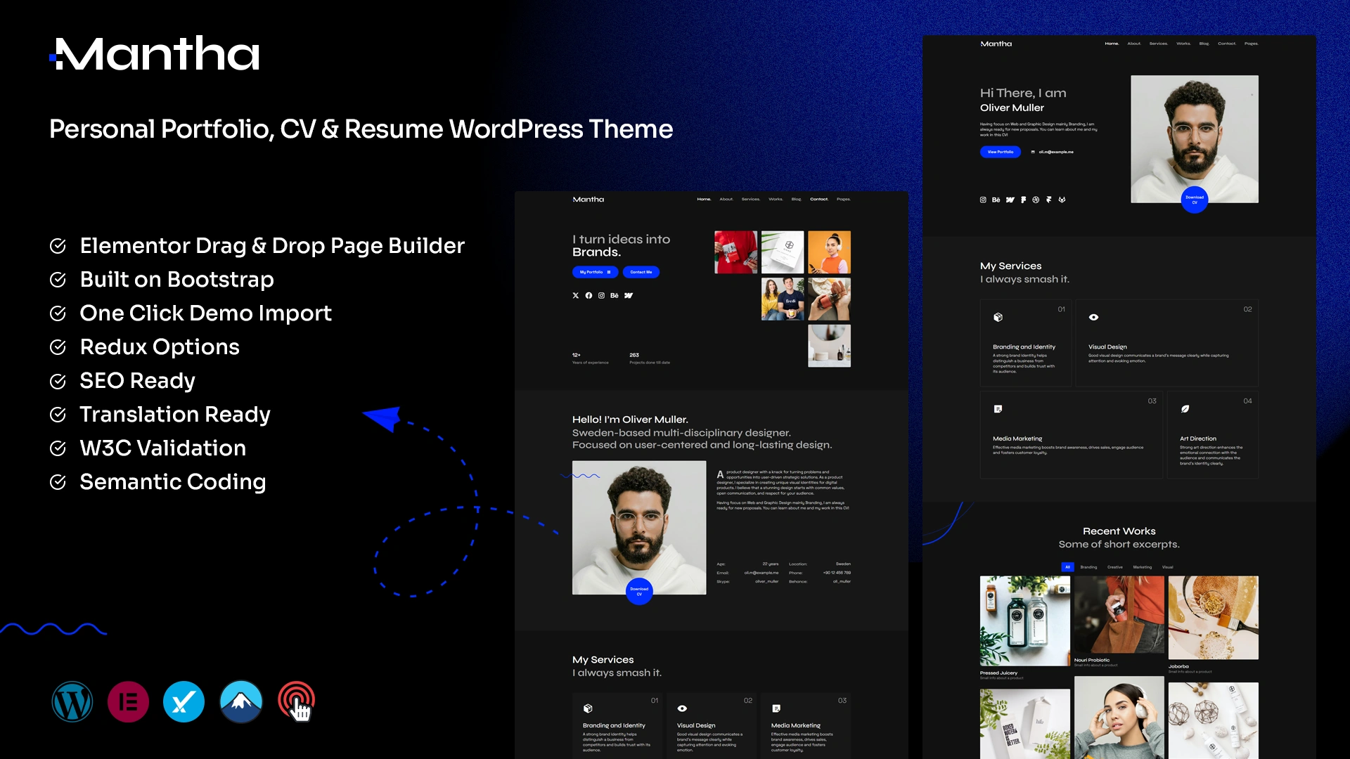 Mantha - Creative Personal Portfolio, CV and Resume WordPress Theme