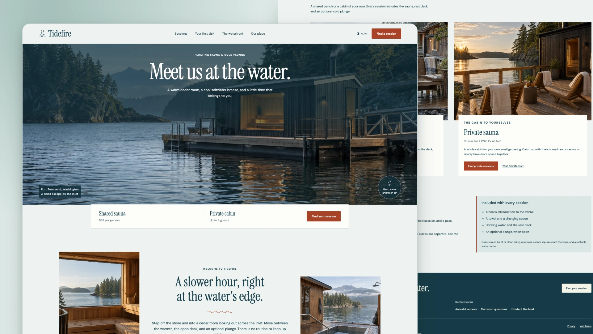 Tidefire - Floating Sauna and Cold Plunge HTML Website Template