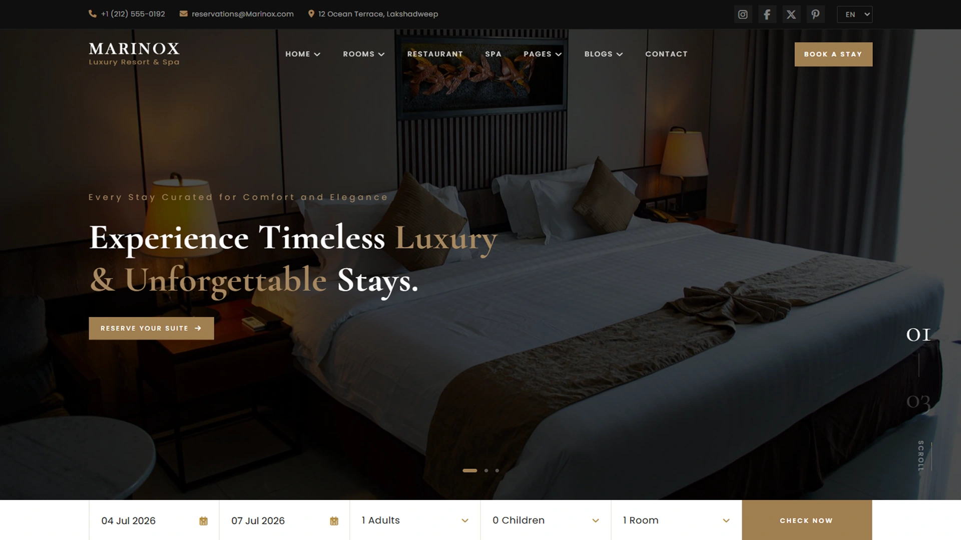 Marinox - Luxury Hotel, Restaurant, Resort & Spa HTML Template
