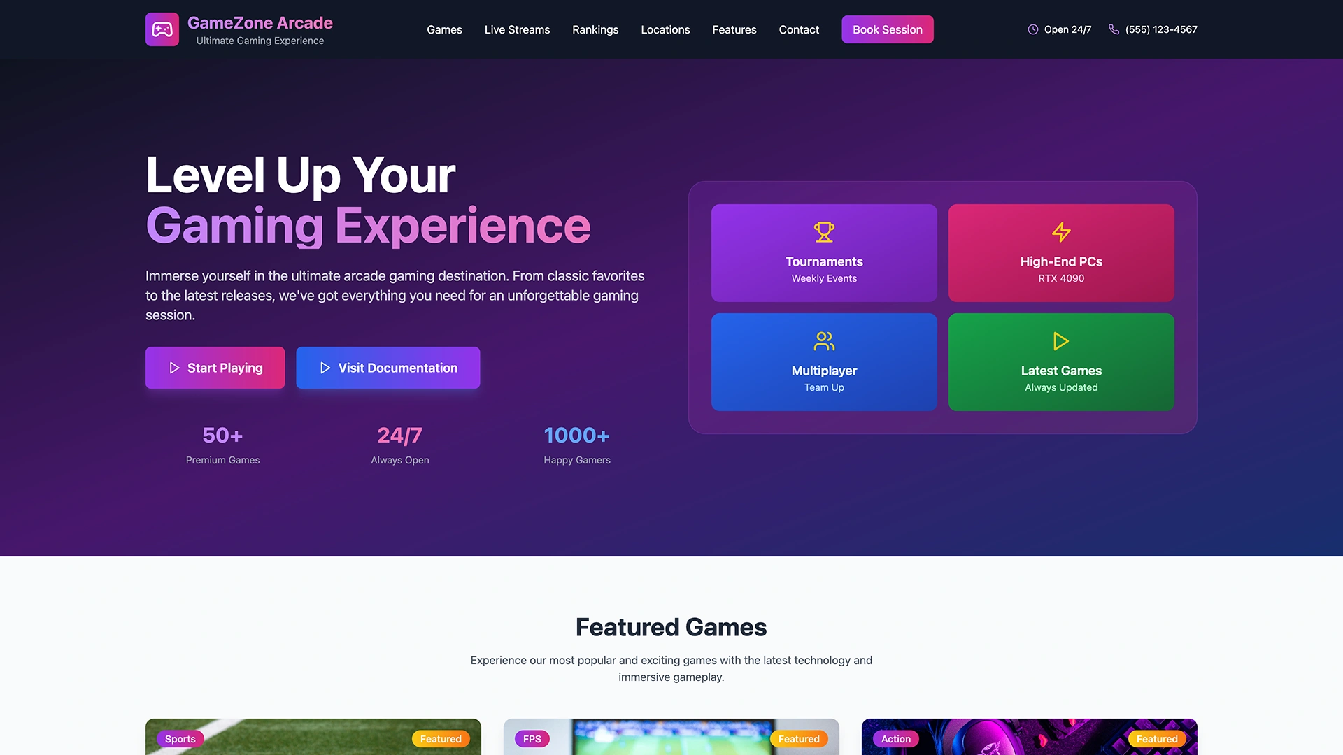GameZone Arcade - Arcade Platform with Live Streams, Booking and Esport Events