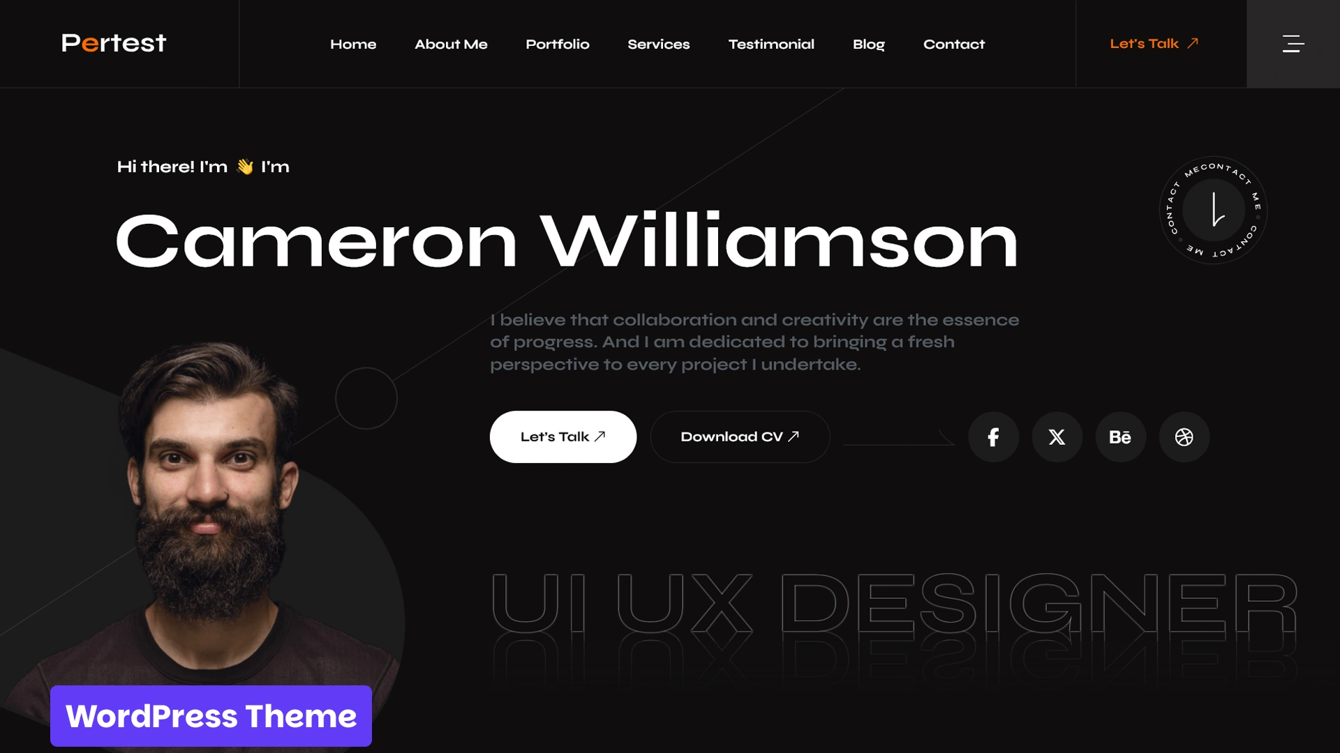 Pertest - One Page Personal Portfolio WordPress Theme